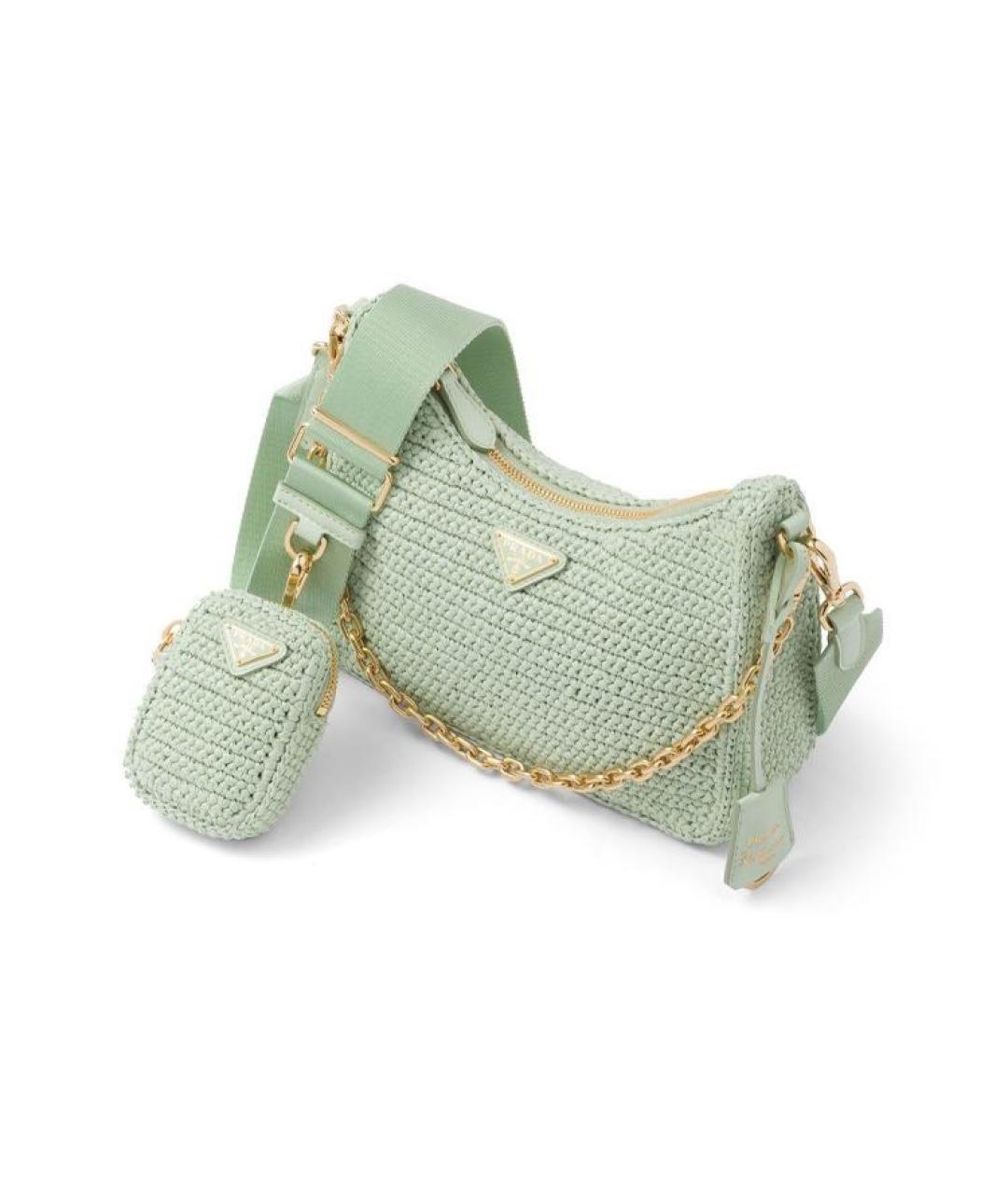 PRADA Салатовая плетеная сумка через плечо, фото 2