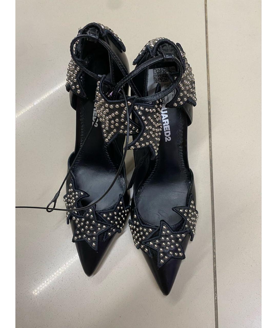 DSQUARED2 Черные кожаные босоножки, фото 2