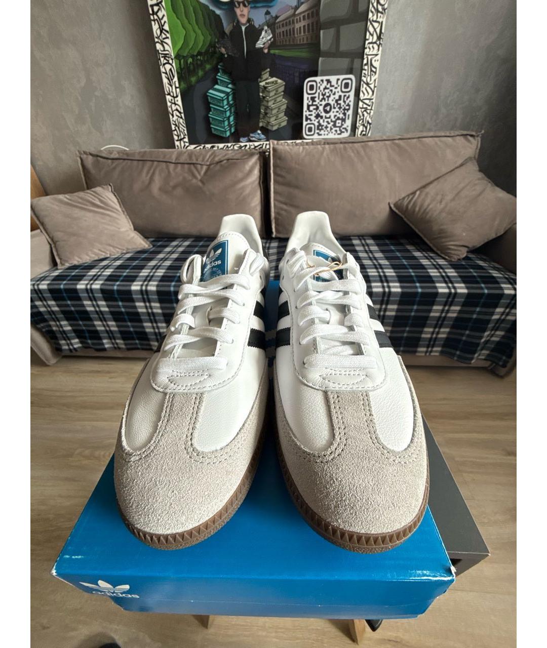 ADIDAS Белые кожаные низкие кроссовки / кеды, фото 2