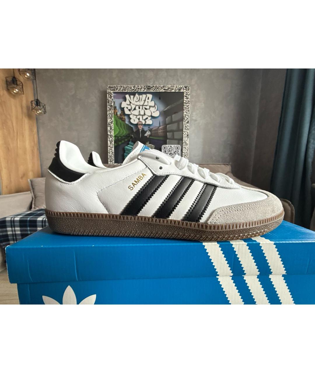 ADIDAS Белые кожаные низкие кроссовки / кеды, фото 4