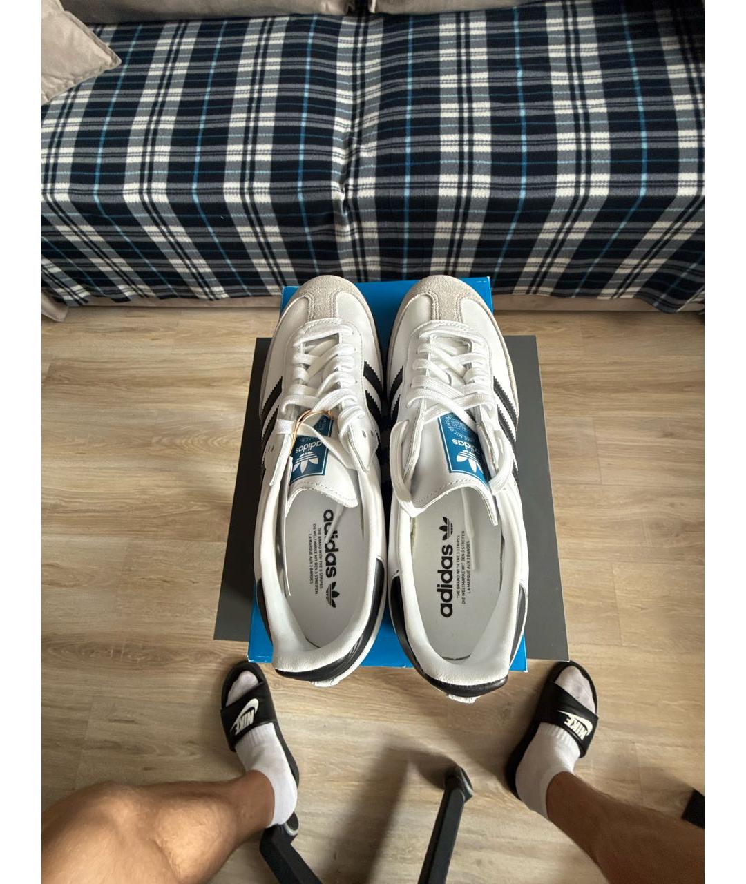 ADIDAS Белые кожаные низкие кроссовки / кеды, фото 5