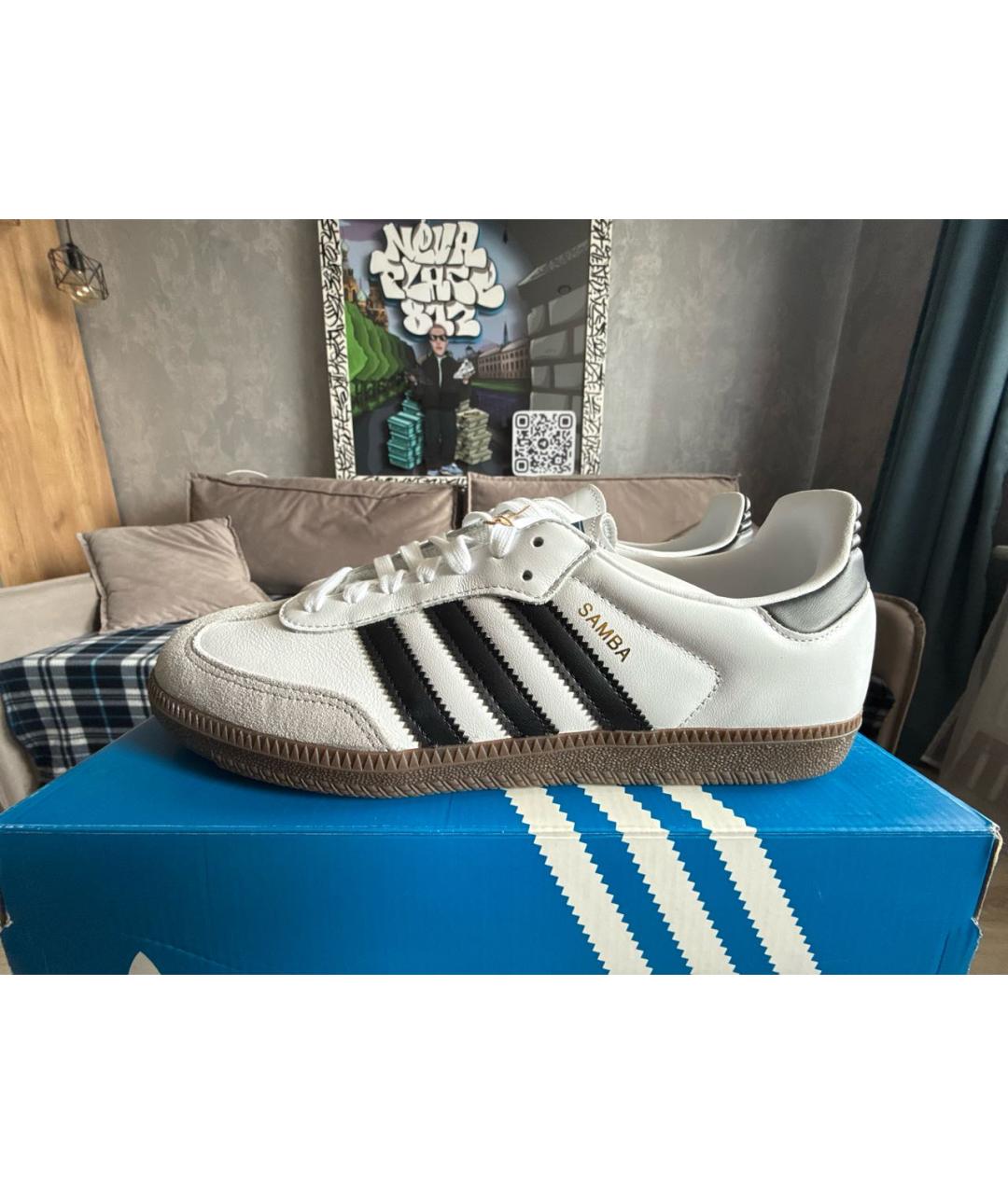 ADIDAS Белые кожаные низкие кроссовки / кеды, фото 6