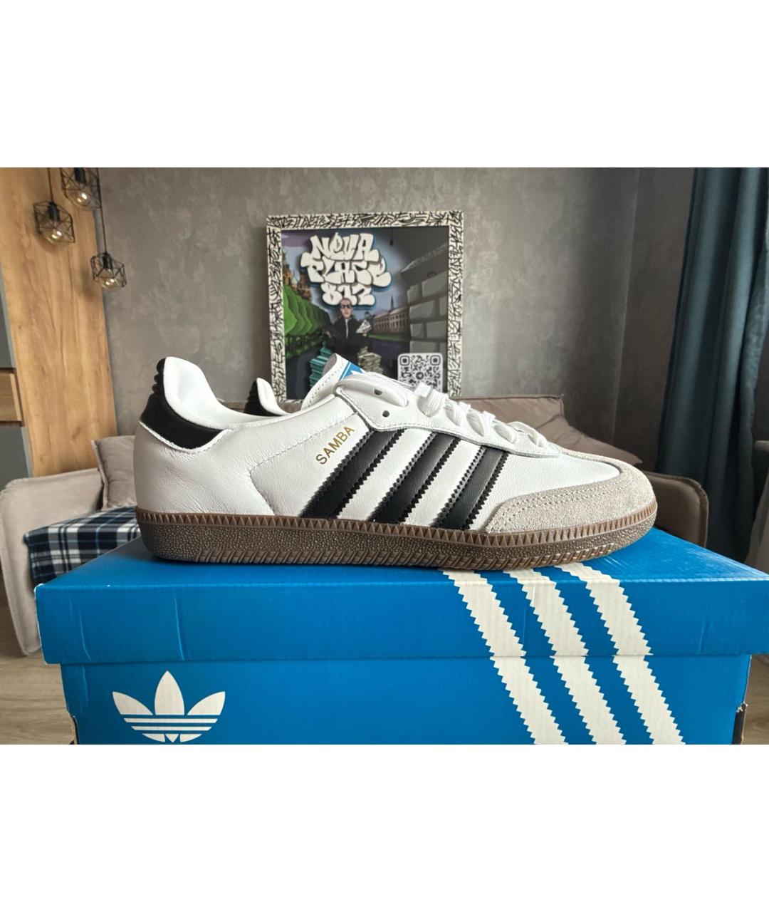 ADIDAS Белые кожаные низкие кроссовки / кеды, фото 8