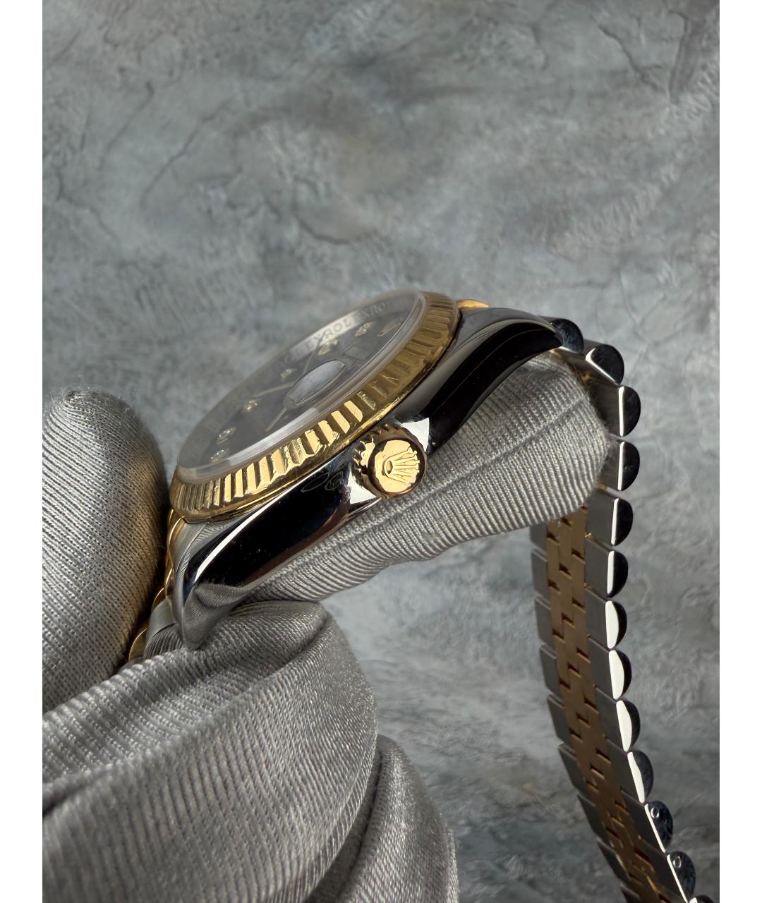 ROLEX Черные часы из желтого золота, фото 3