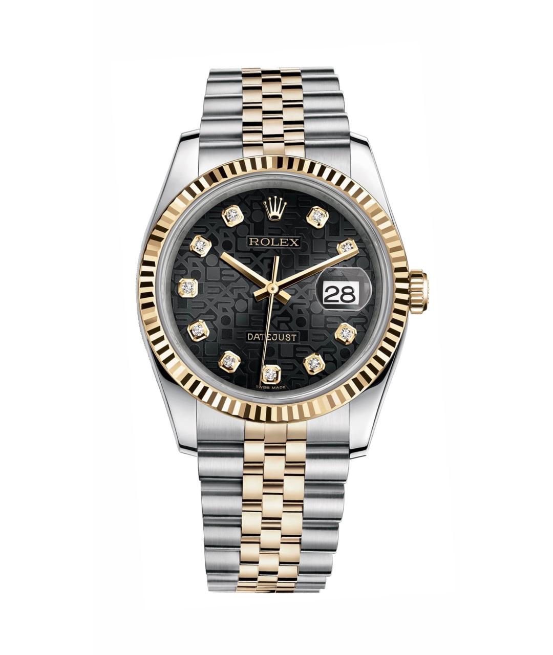 ROLEX Черные часы из желтого золота, фото 1