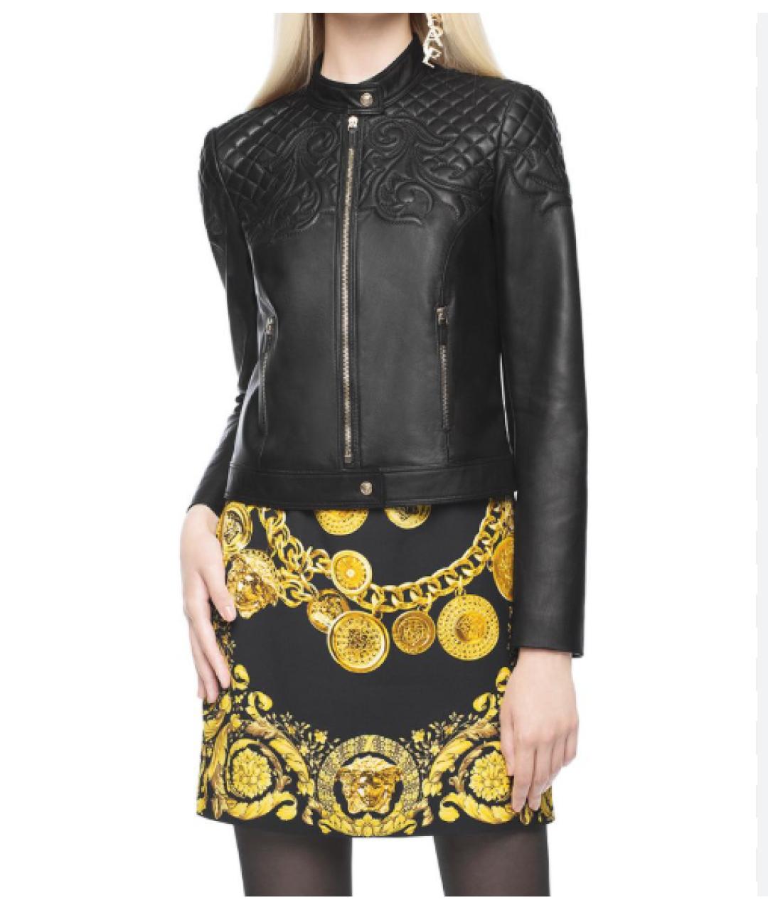 VERSACE Черная кожаная куртка, фото 4