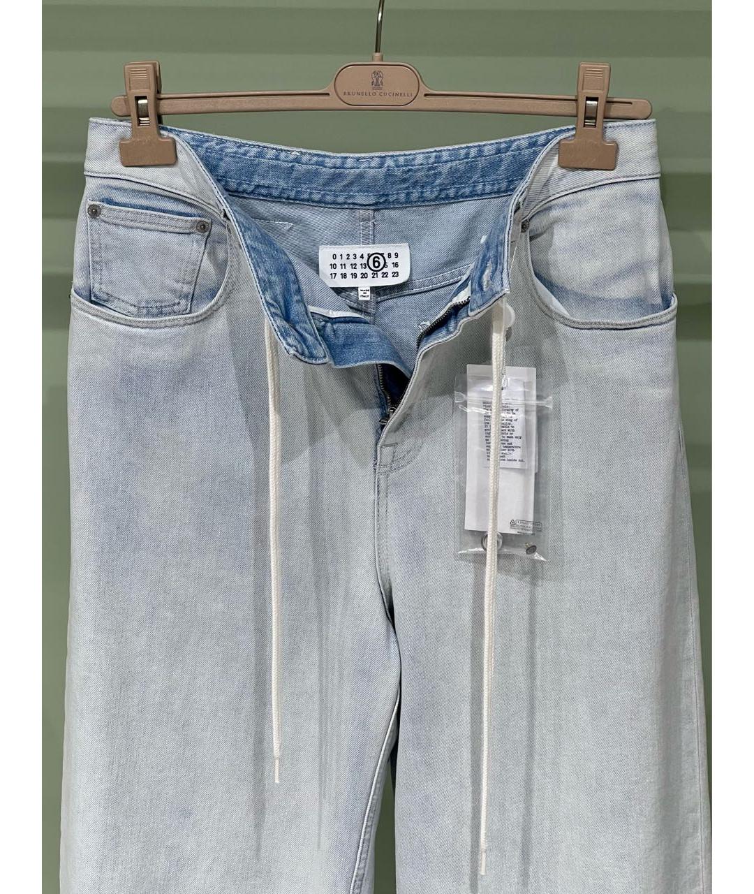 MM6 MAISON MARGIELA Голубые хлопковые прямые джинсы, фото 3