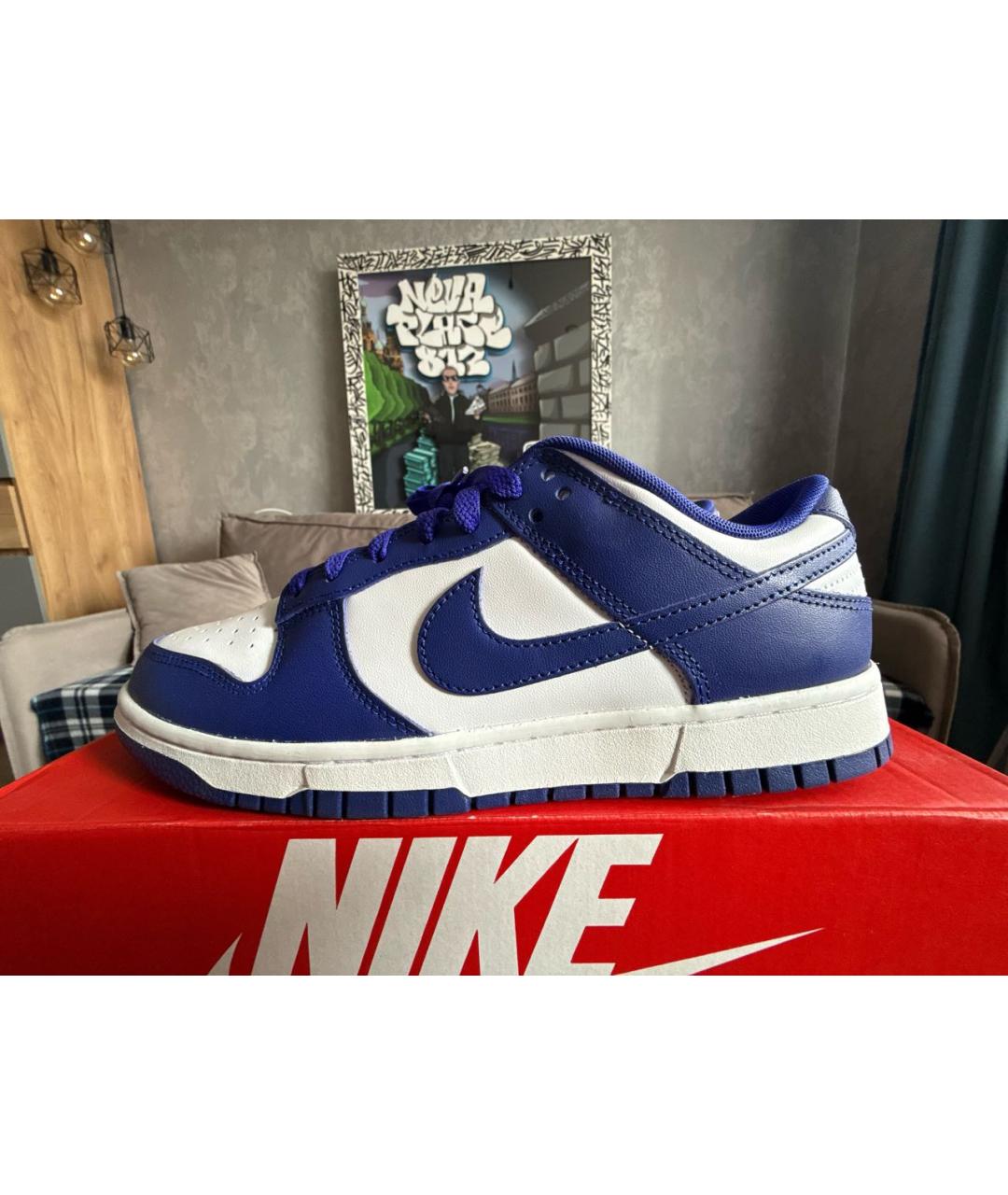 NIKE Фиолетовые кожаные низкие кроссовки / кеды, фото 7