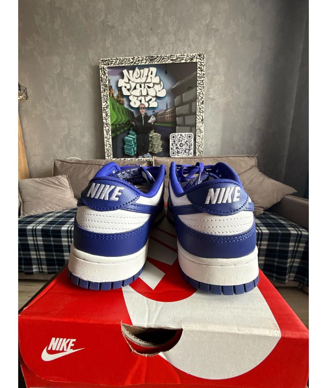 NIKE Фиолетовые кожаные низкие кроссовки / кеды, фото 4