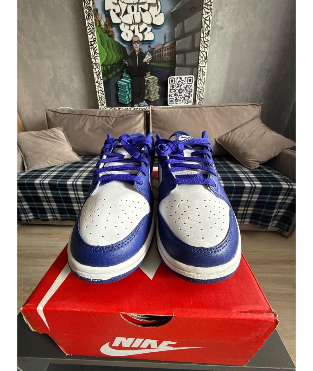 NIKE Фиолетовые кожаные низкие кроссовки / кеды, фото 2