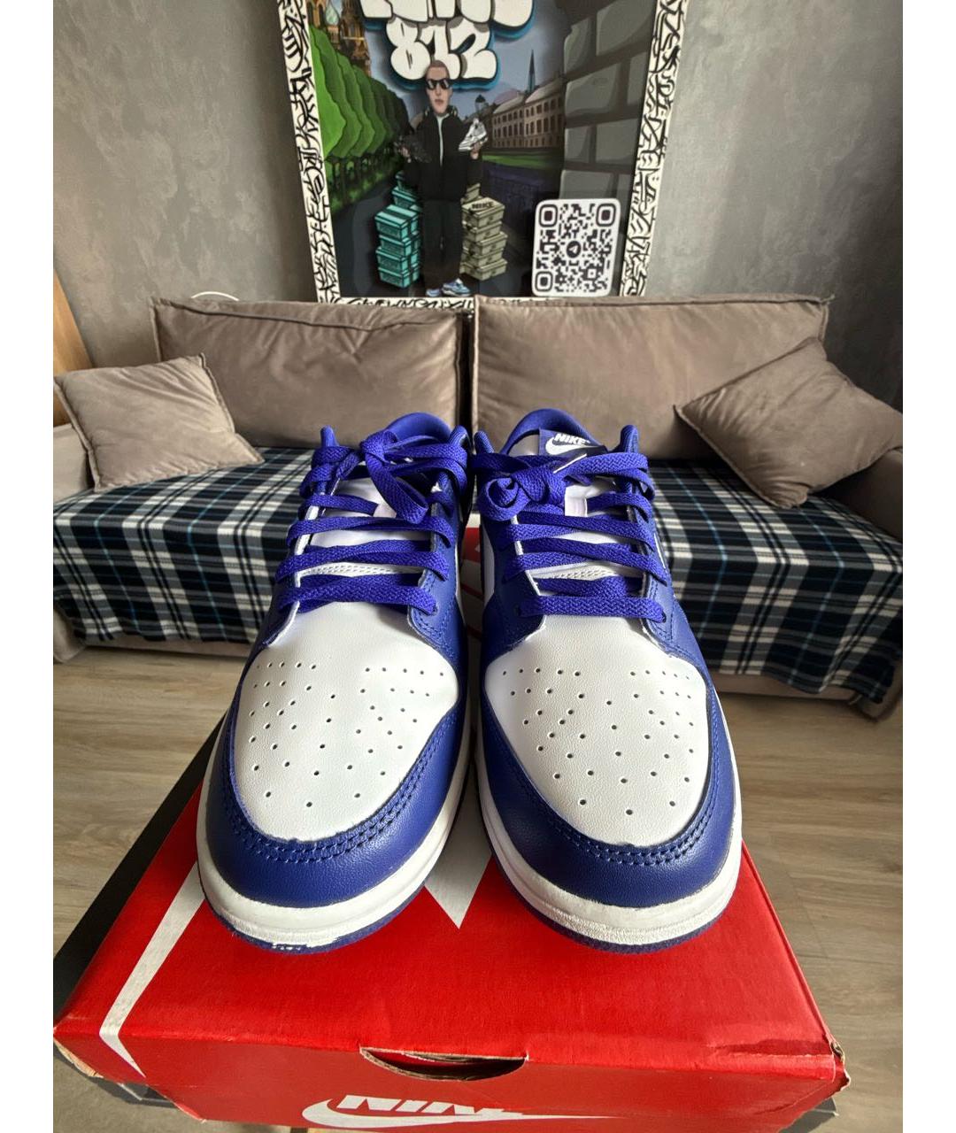 NIKE Фиолетовые кожаные низкие кроссовки / кеды, фото 6