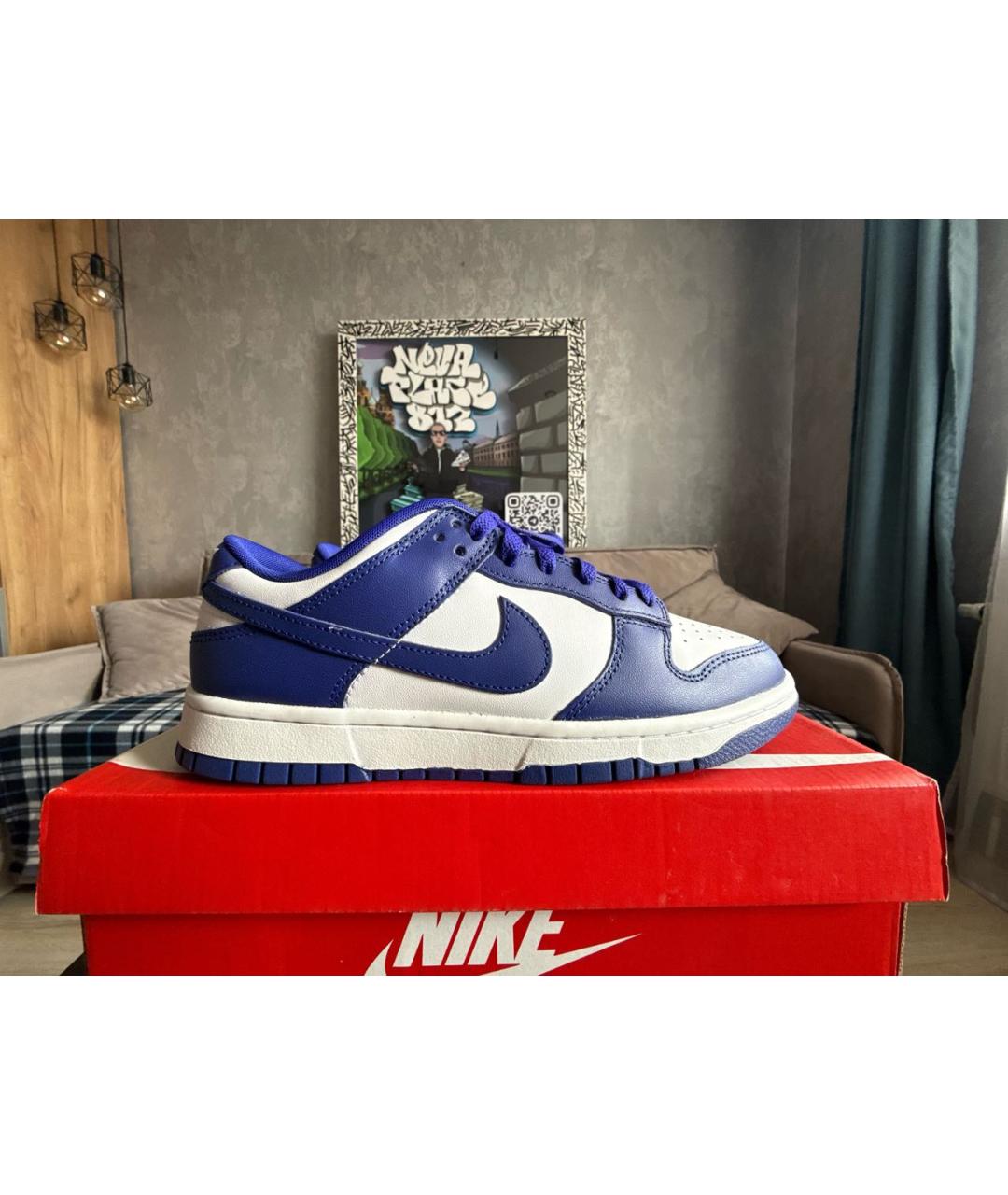 NIKE Фиолетовые кожаные низкие кроссовки / кеды, фото 5