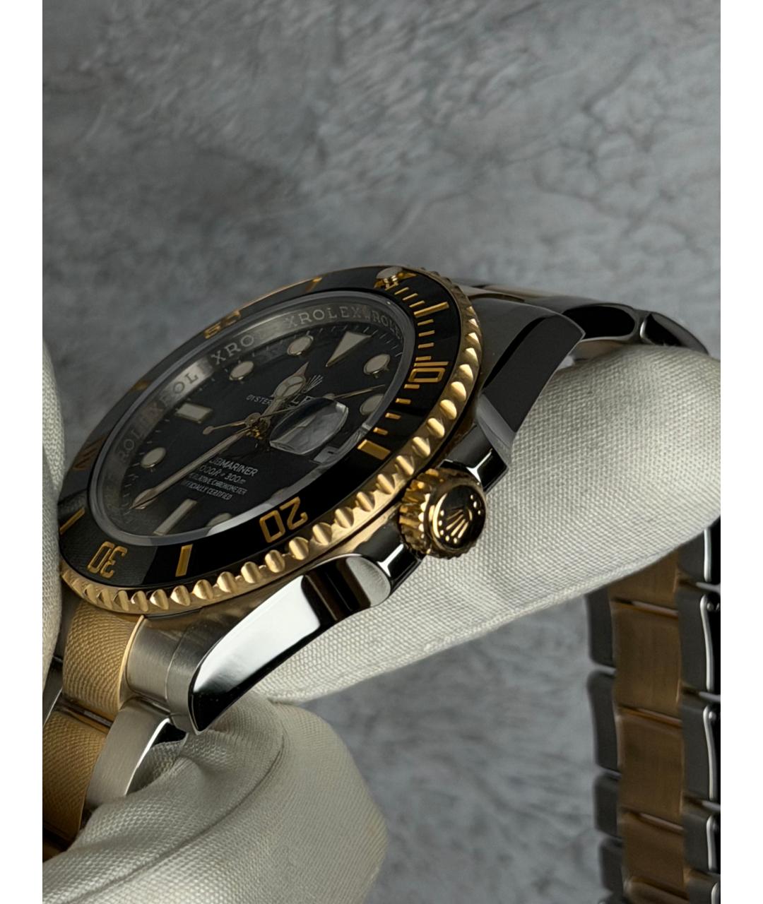 ROLEX Черные часы из желтого золота, фото 4