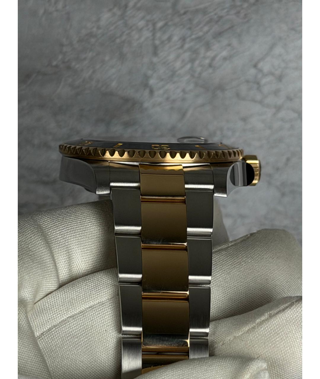 ROLEX Черные часы из желтого золота, фото 6