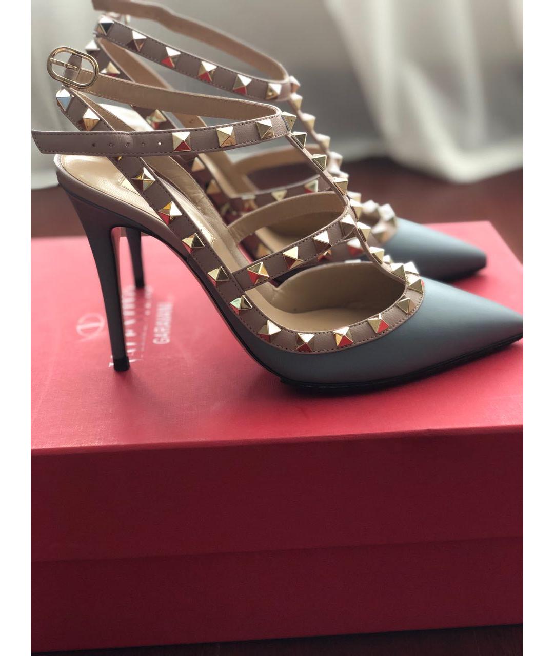 VALENTINO Голубые кожаные босоножки, фото 6