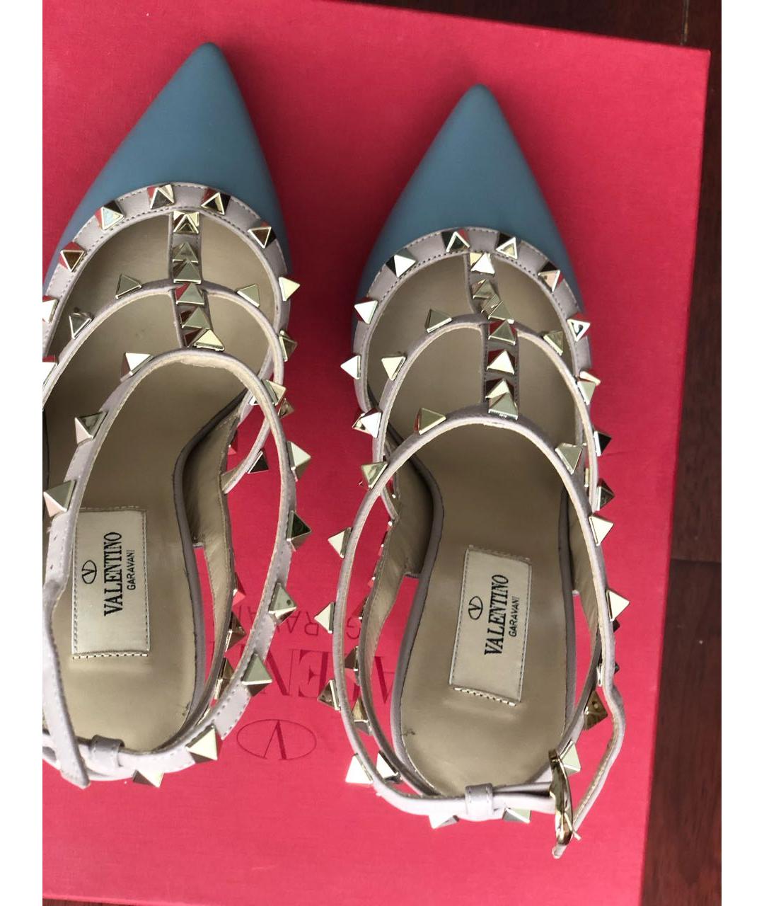 VALENTINO Голубые кожаные босоножки, фото 3