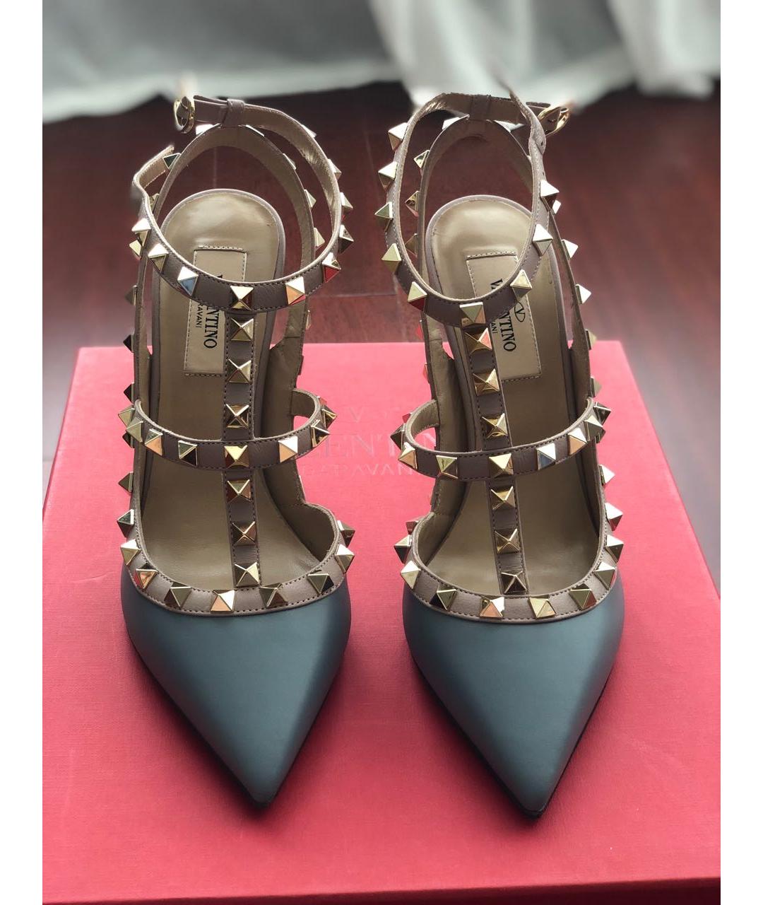 VALENTINO Голубые кожаные босоножки, фото 2
