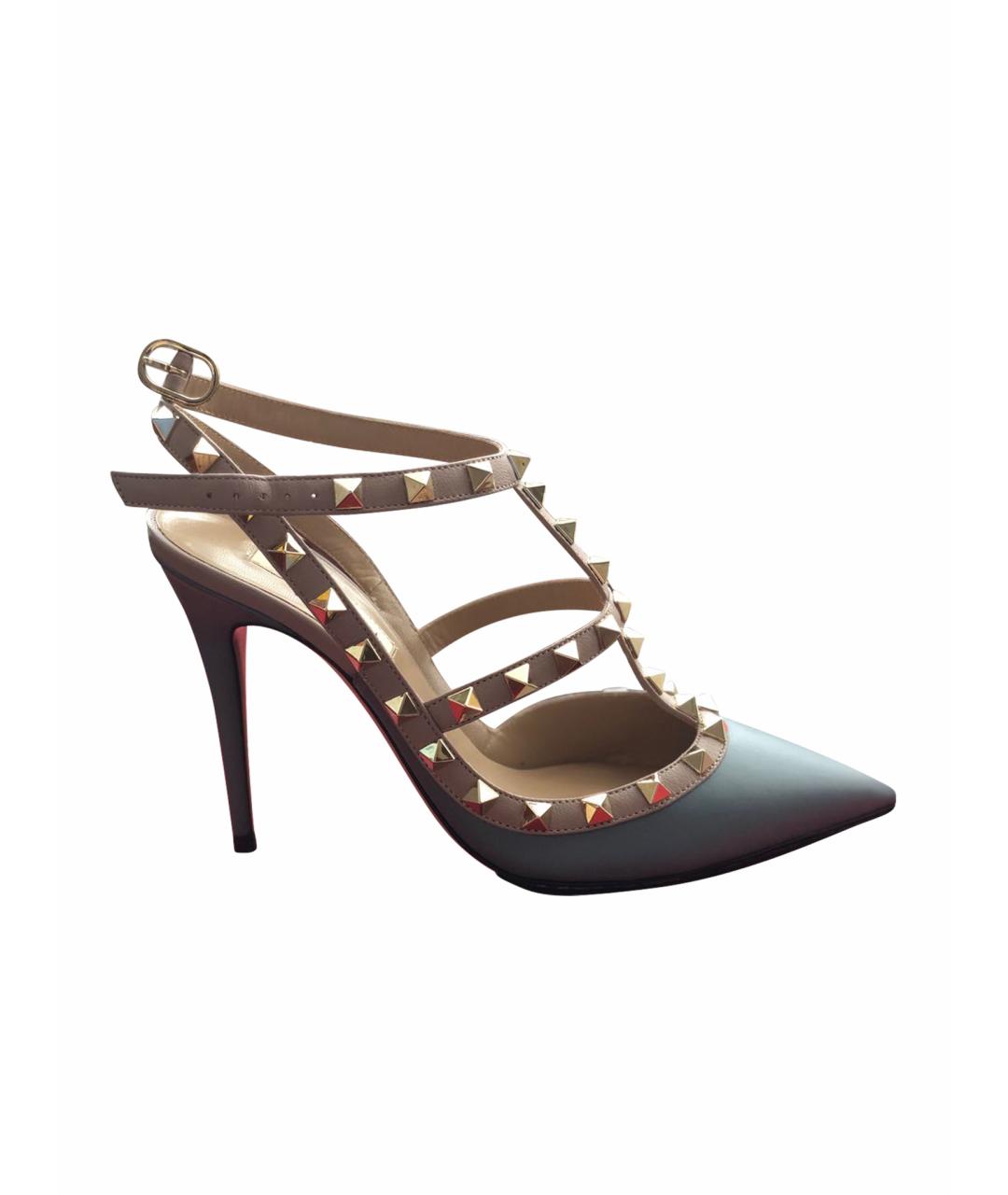VALENTINO Голубые кожаные босоножки, фото 1