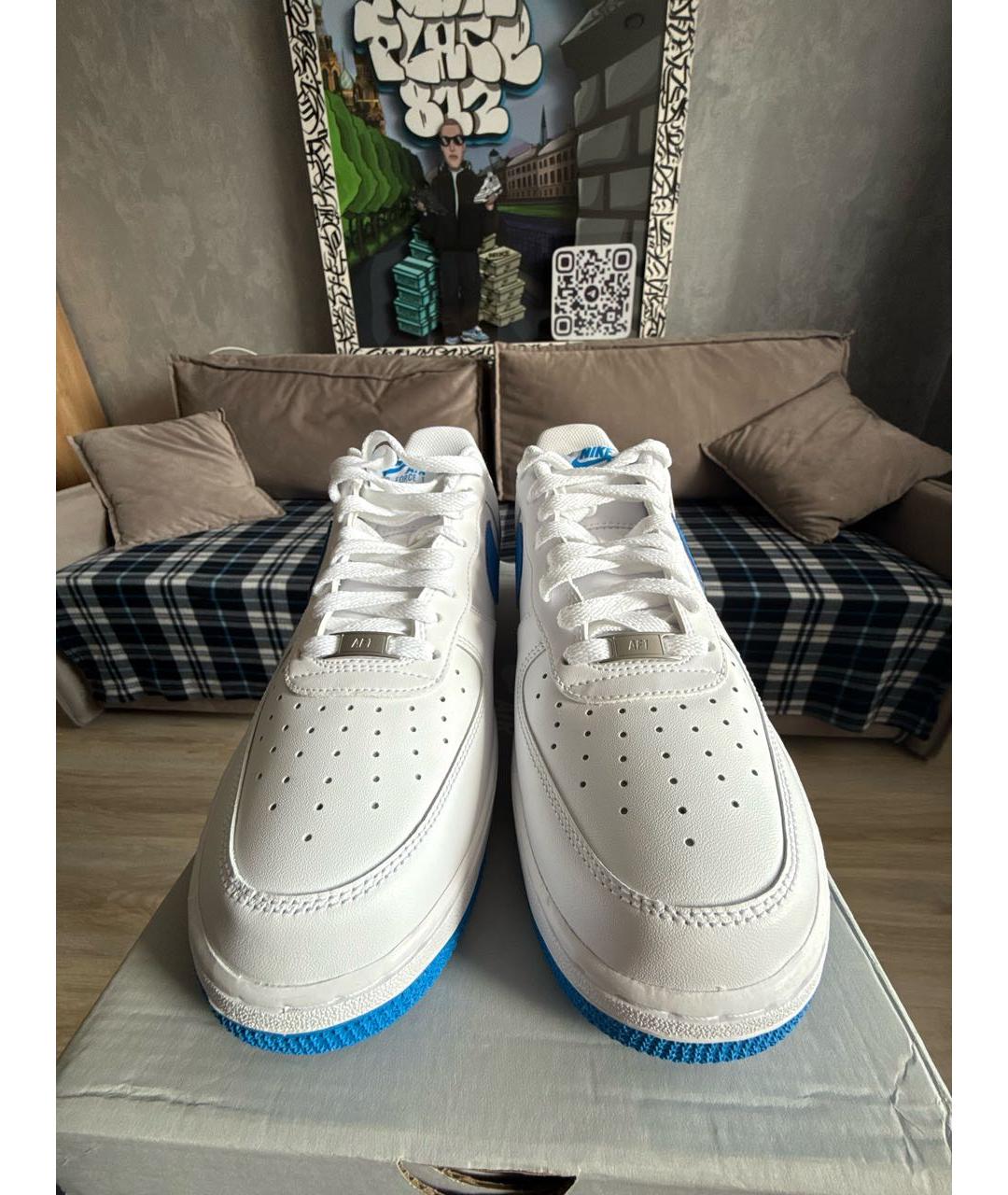 NIKE Белые кожаные высокие кроссовки / кеды, фото 2