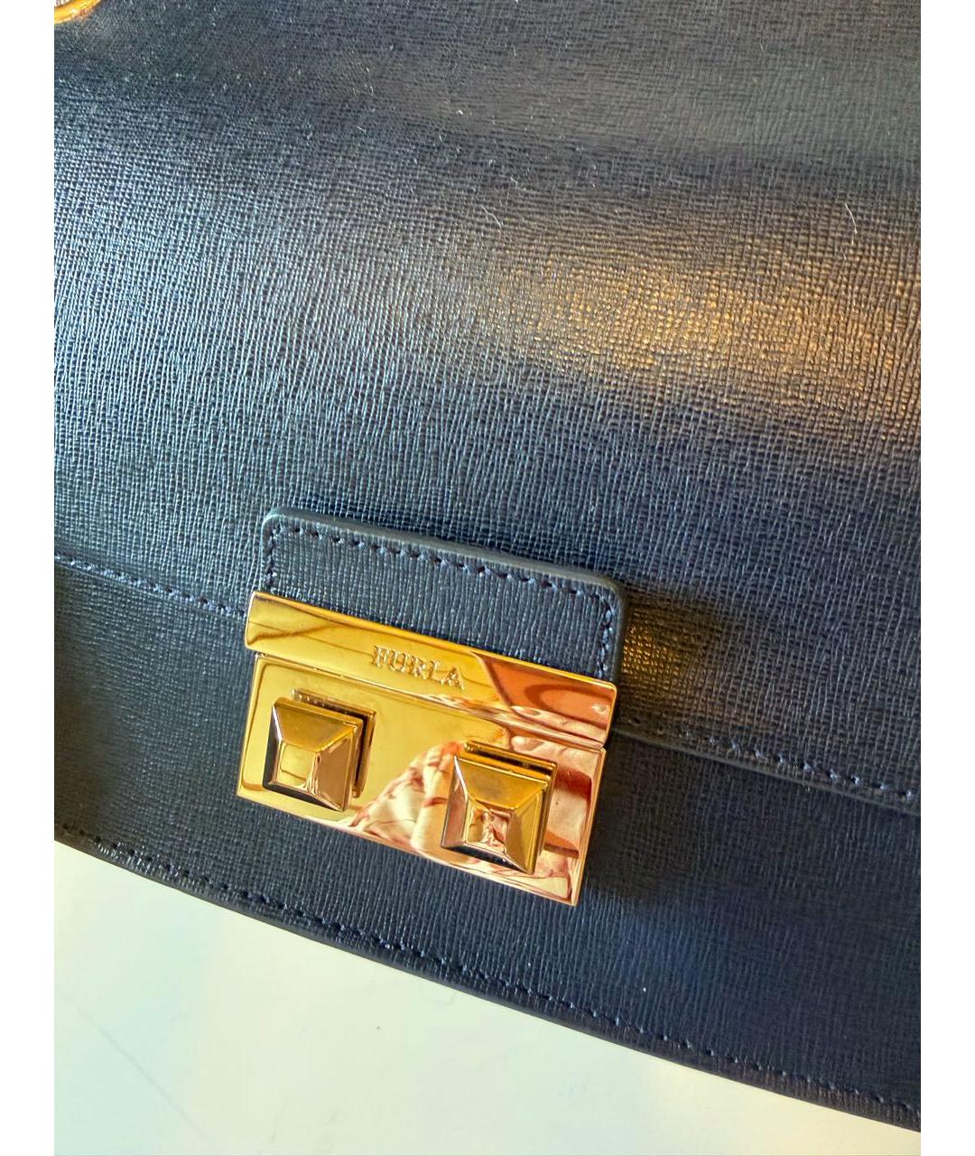 FURLA Темно-синяя кожаная сумка через плечо, фото 5