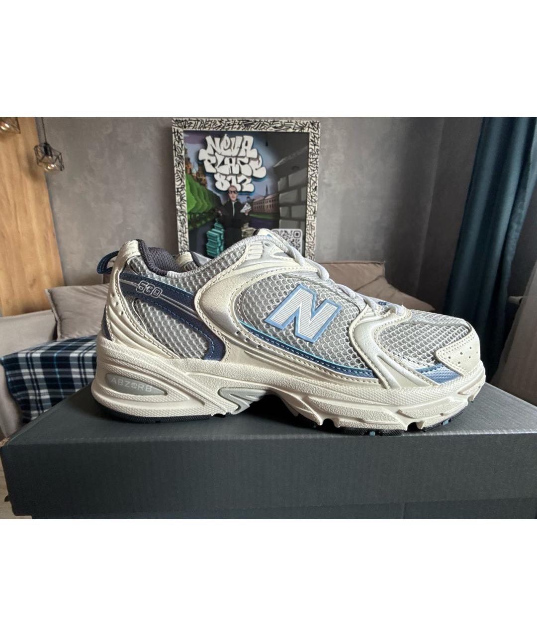 NEW BALANCE Голубые текстильные кроссовки, фото 5
