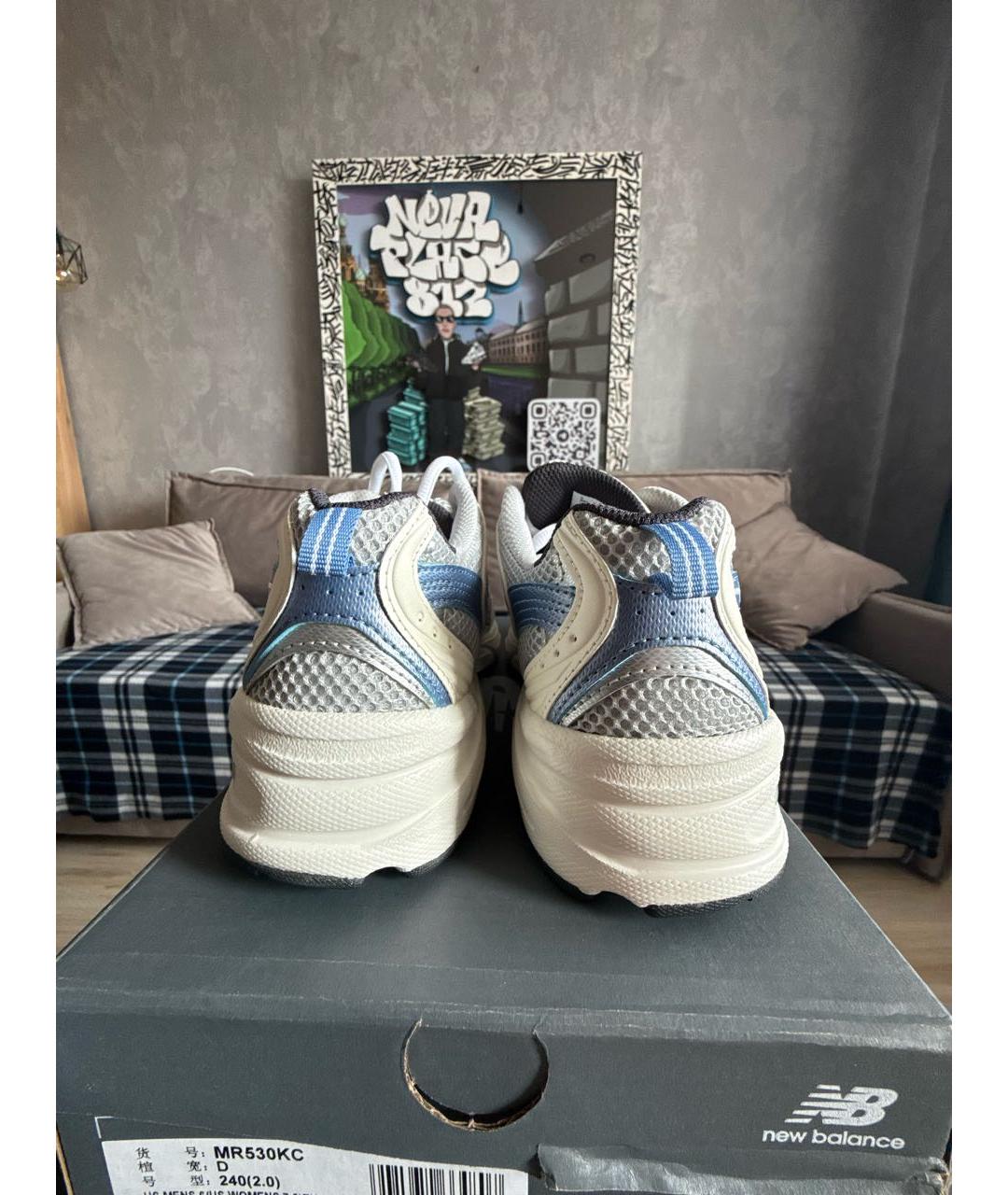 NEW BALANCE Голубые текстильные кроссовки, фото 4