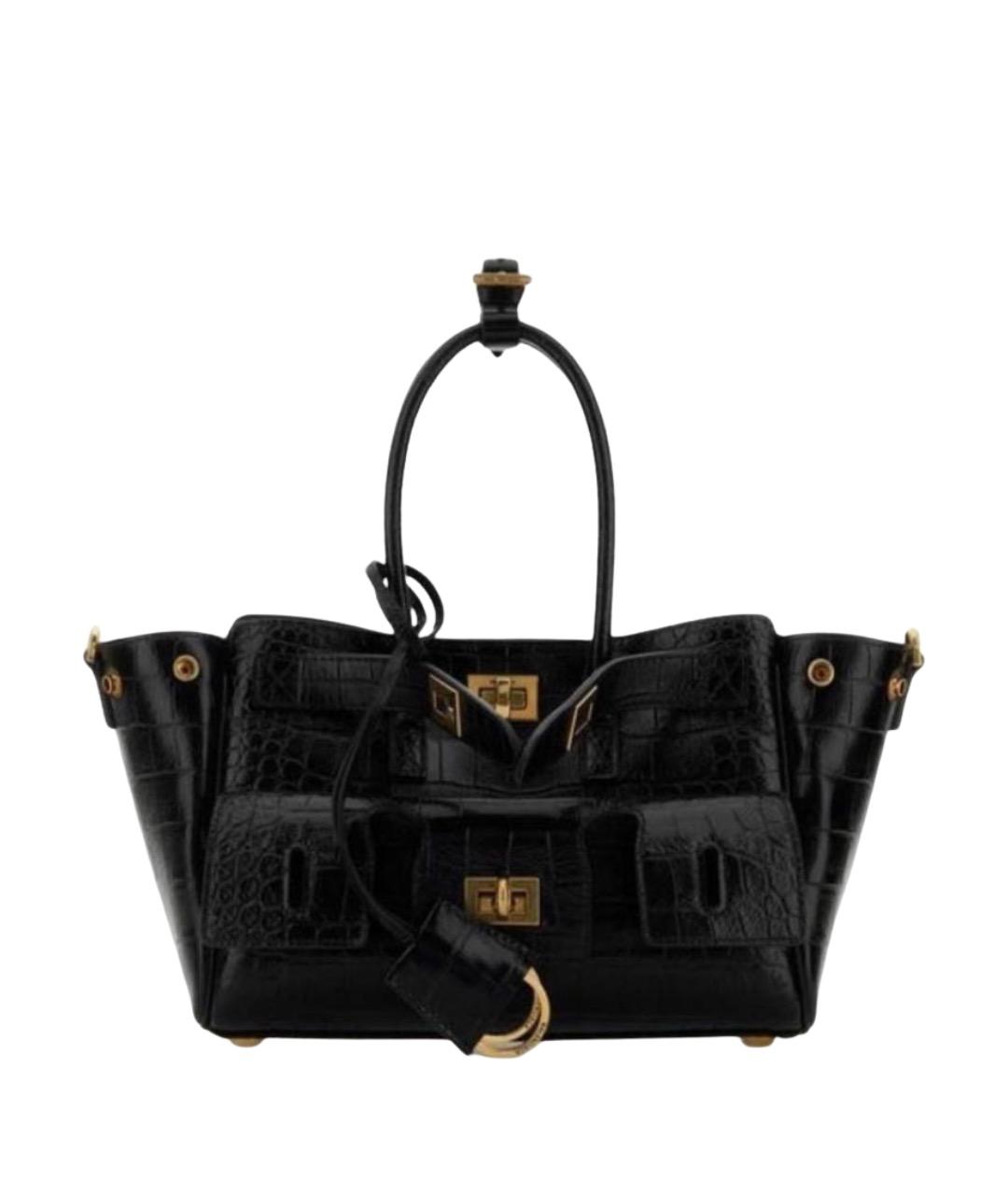 BALENCIAGA Черная кожаная сумка с короткими ручками, фото 1