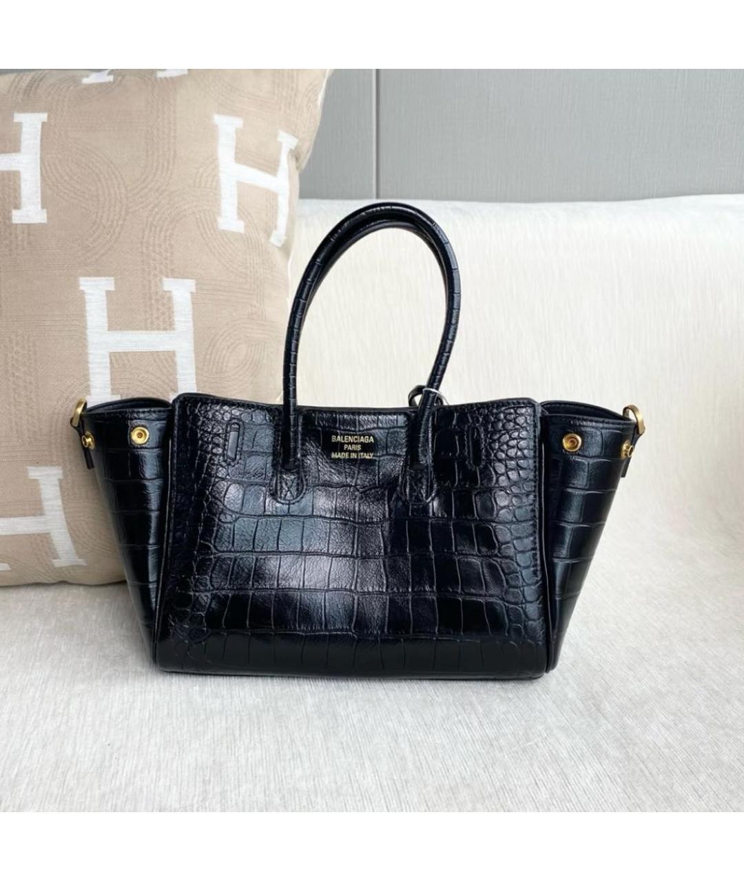 BALENCIAGA Черная кожаная сумка с короткими ручками, фото 4