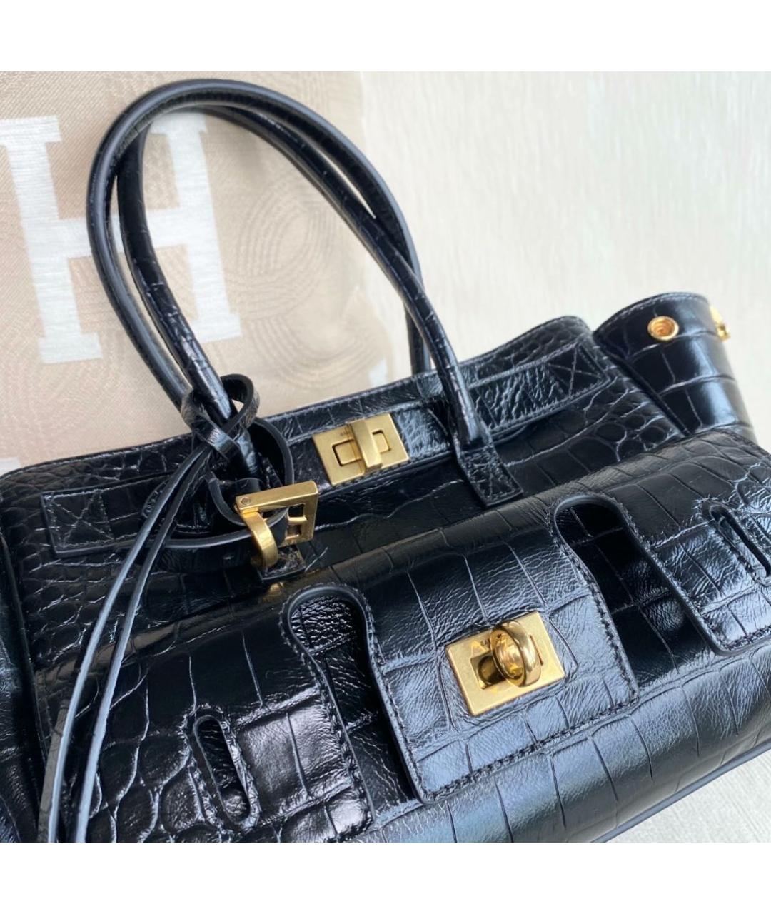 BALENCIAGA Черная кожаная сумка с короткими ручками, фото 5