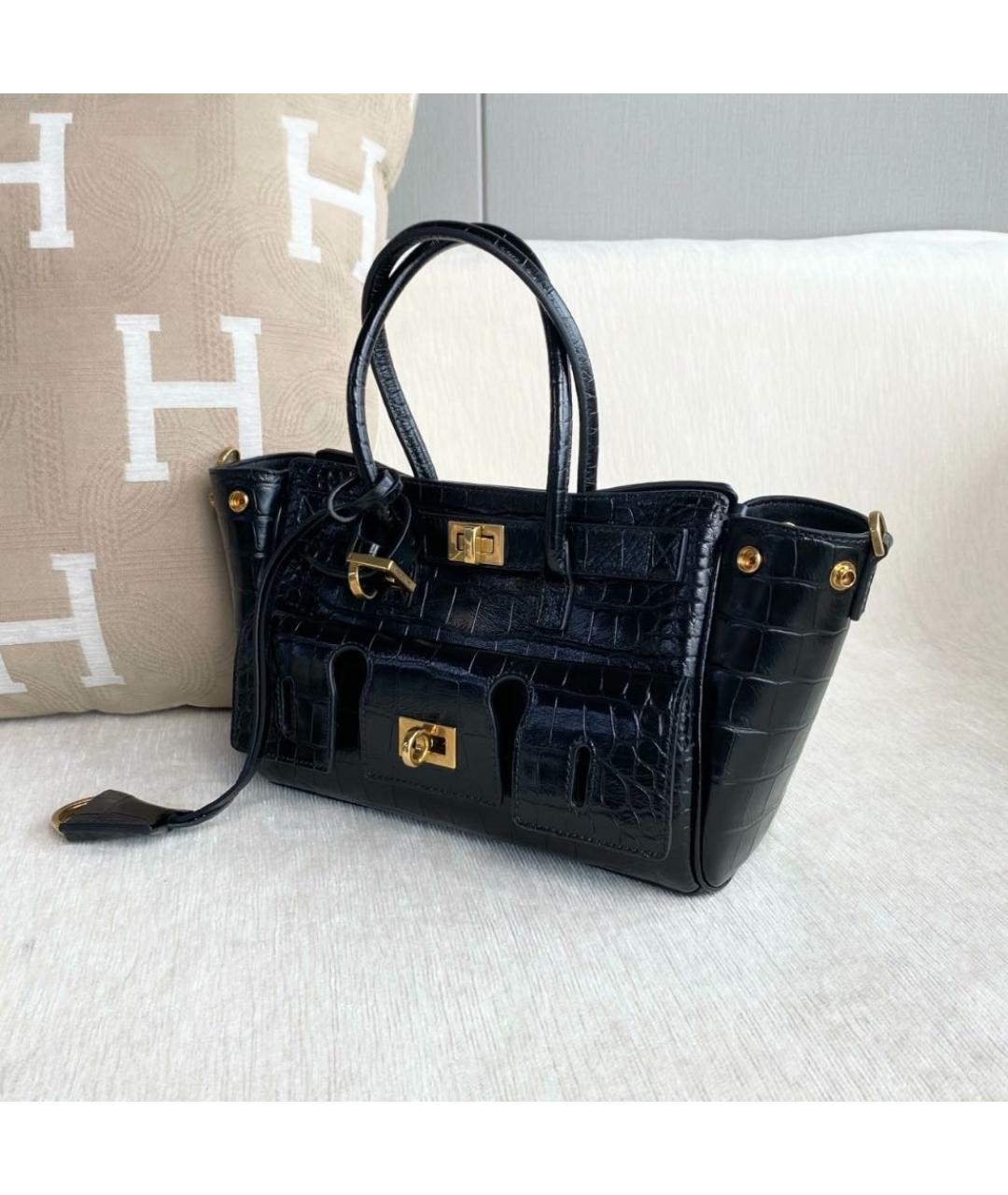 BALENCIAGA Черная кожаная сумка с короткими ручками, фото 3