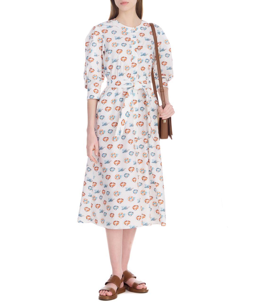 MAX MARA Белое хлопковое повседневное платье, фото 7