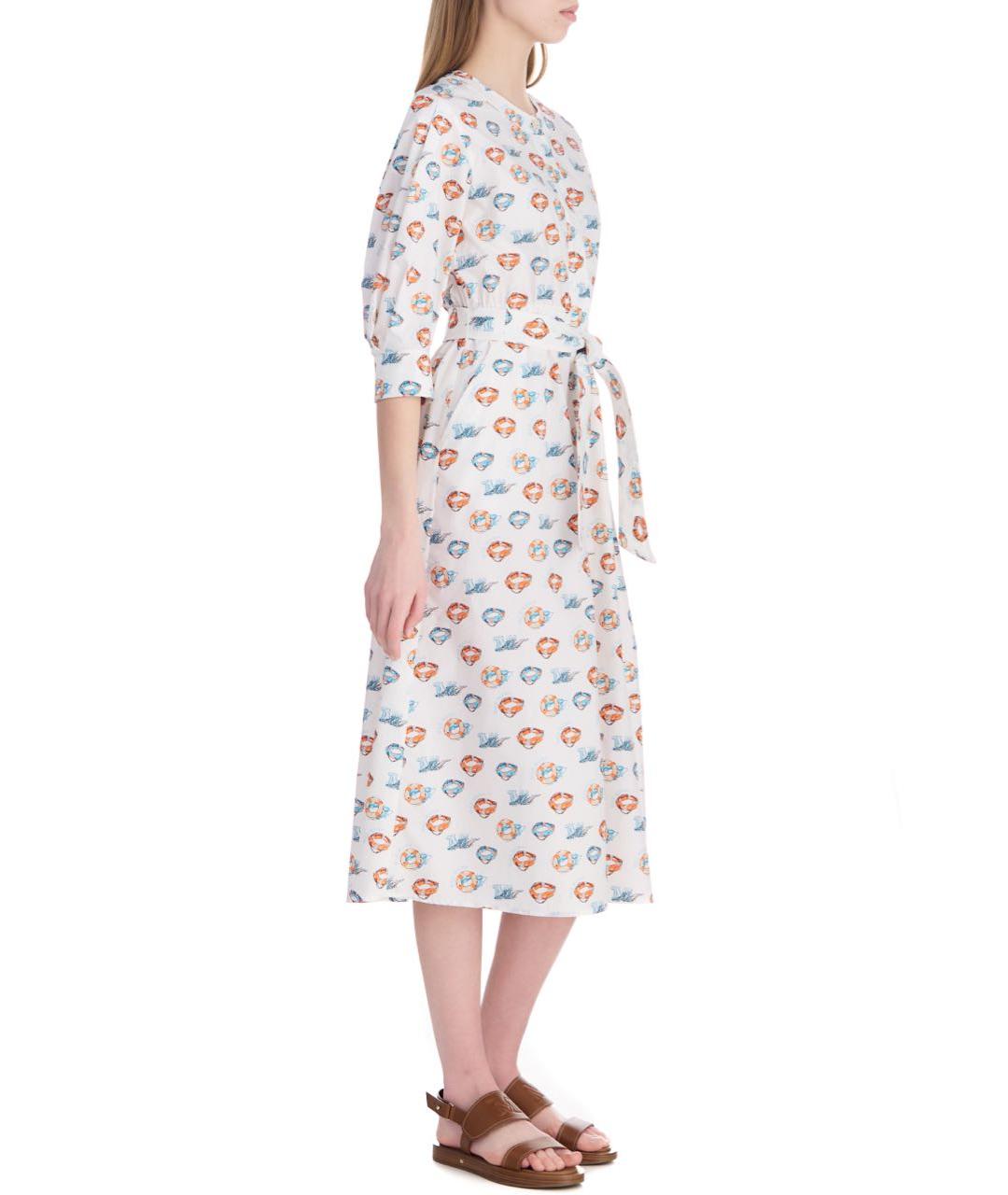 MAX MARA Белое хлопковое повседневное платье, фото 6