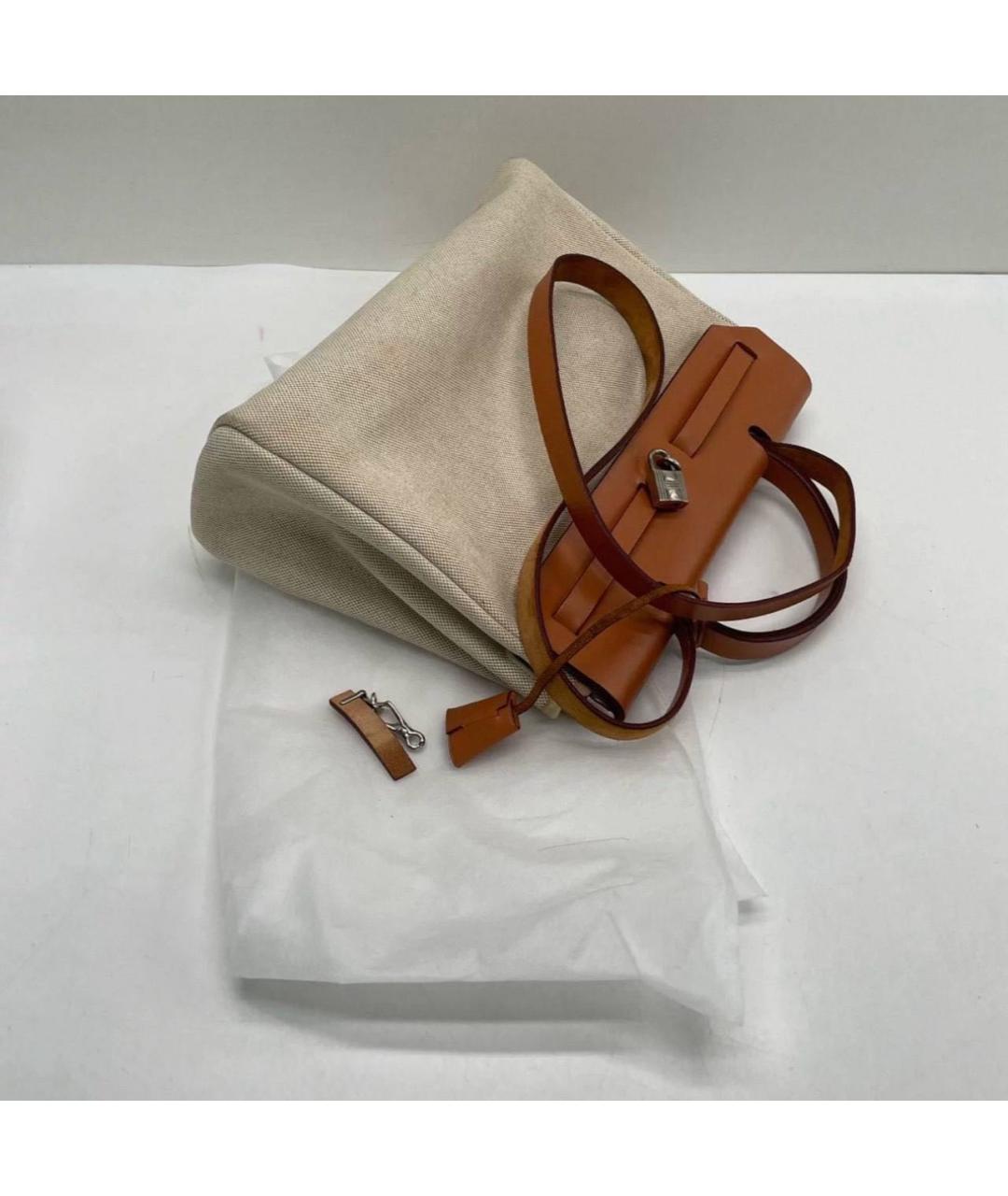 HERMES Бежевая тканевая сумка через плечо, фото 3