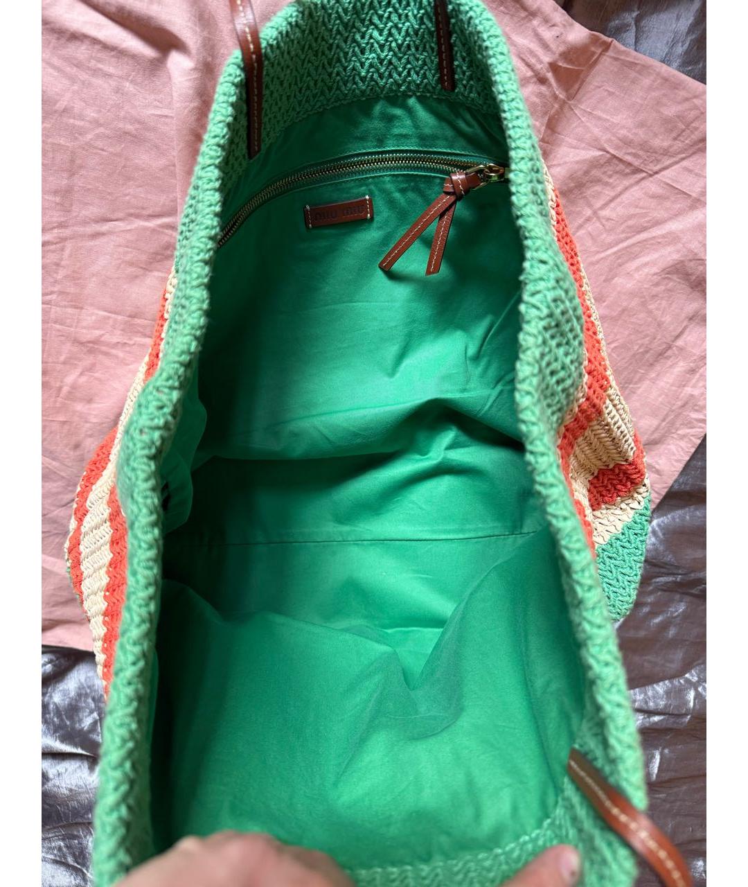MIU MIU Мульти плетеная пляжная сумка, фото 6