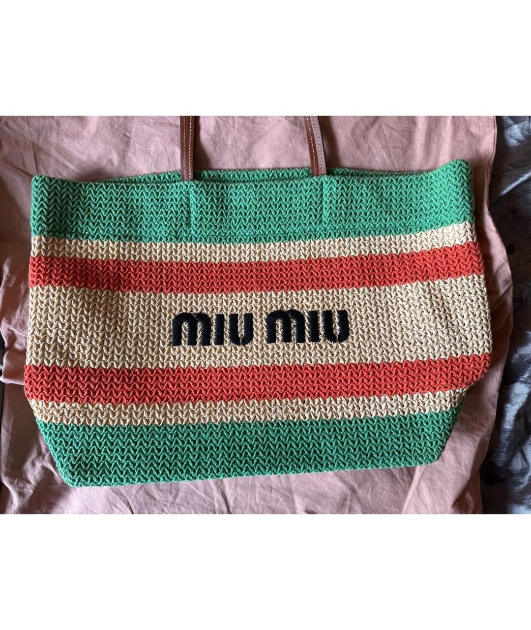 MIU MIU Мульти плетеная пляжная сумка, фото 2