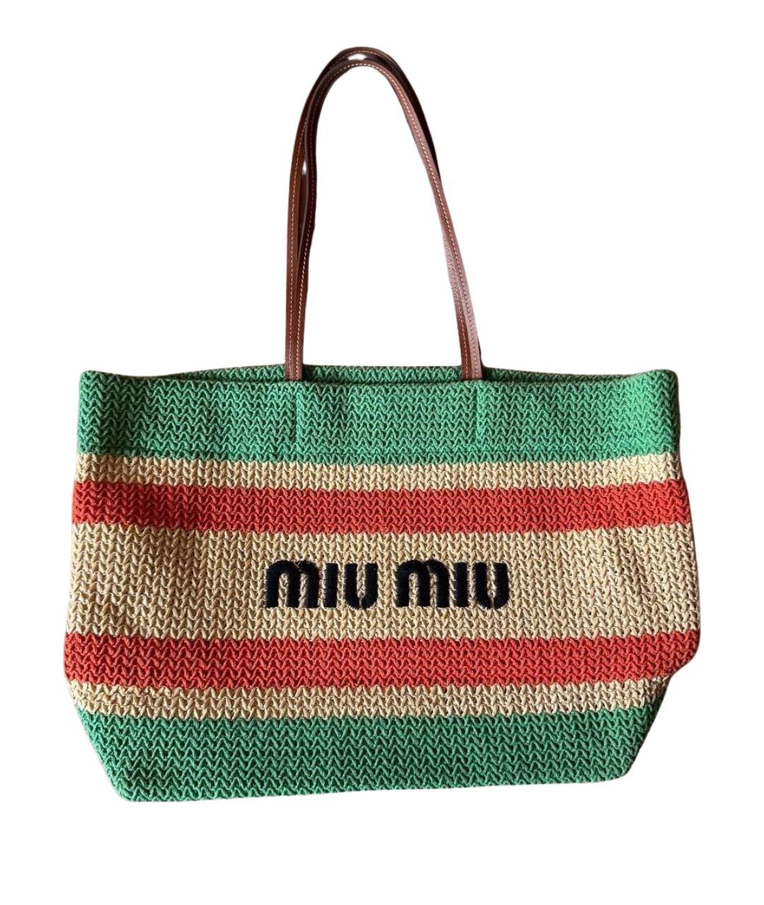 MIU MIU Мульти плетеная пляжная сумка, фото 1