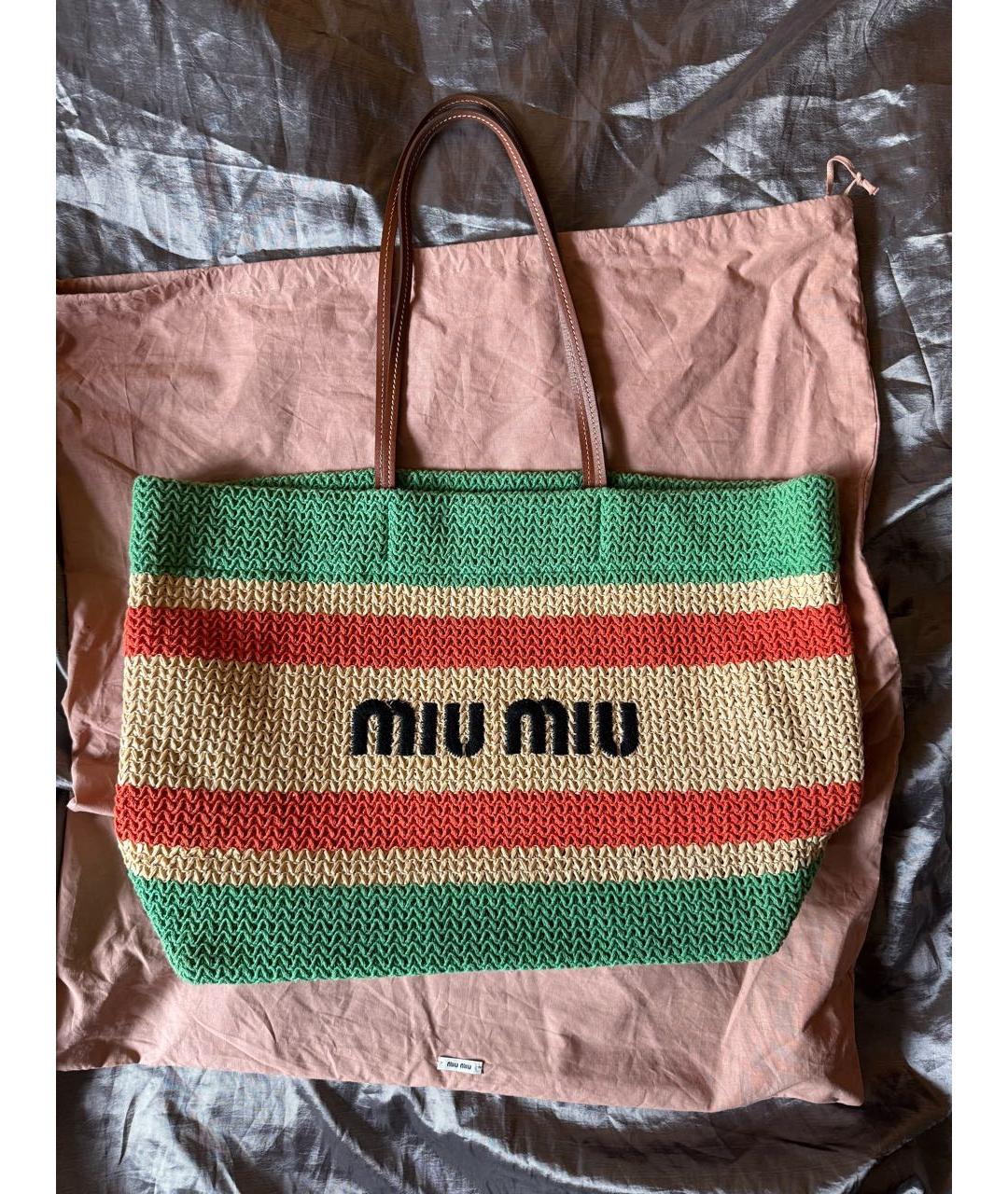 MIU MIU Мульти плетеная пляжная сумка, фото 9