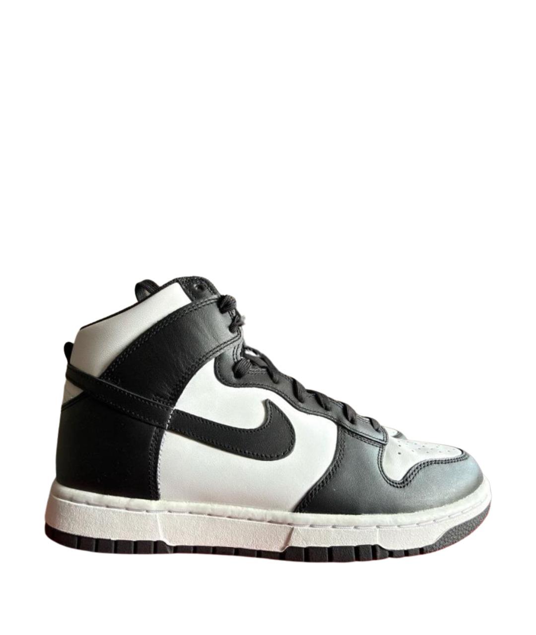 NIKE Черные кожаные высокие кроссовки / кеды, фото 1