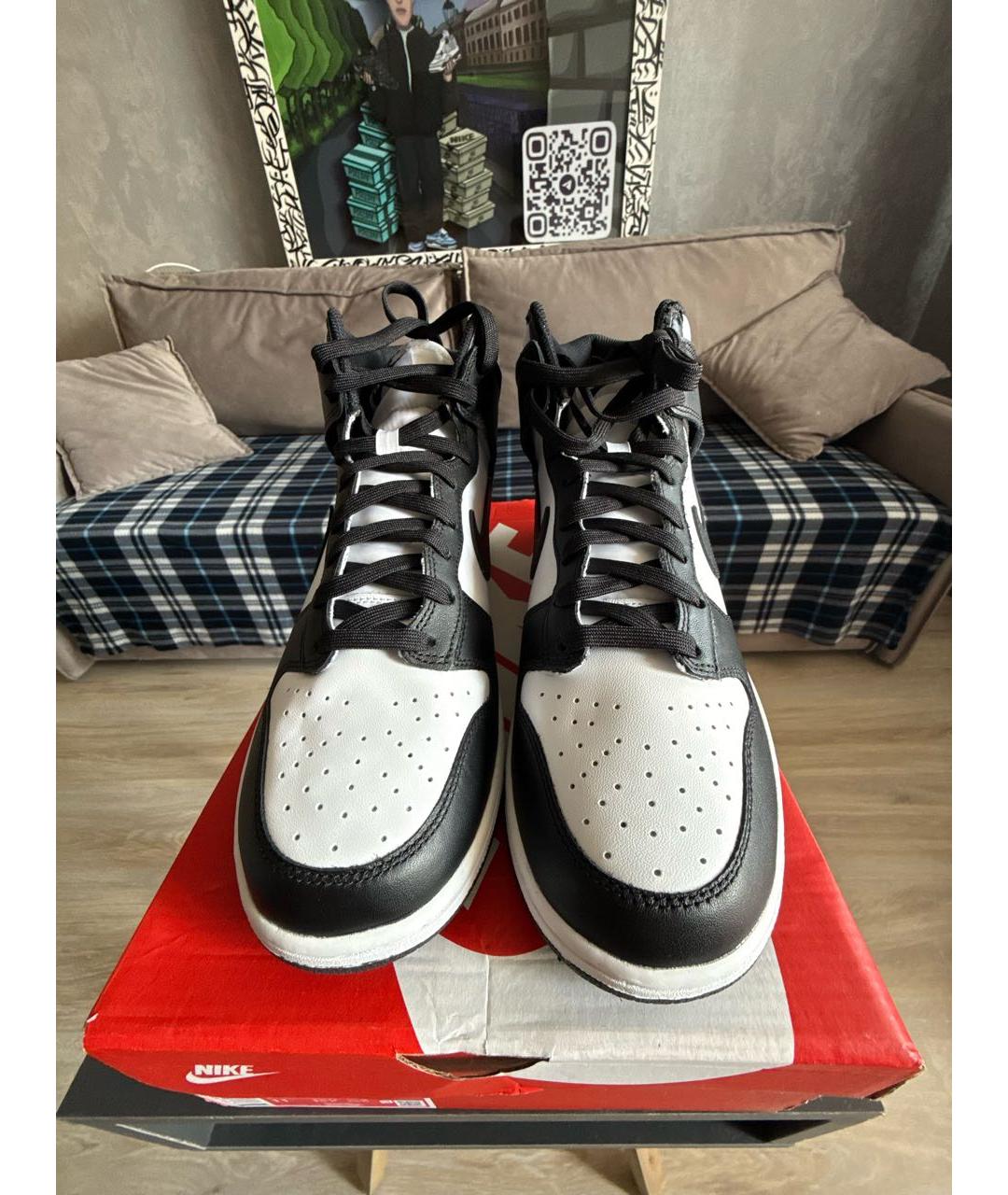 NIKE Черные кожаные высокие кроссовки / кеды, фото 6