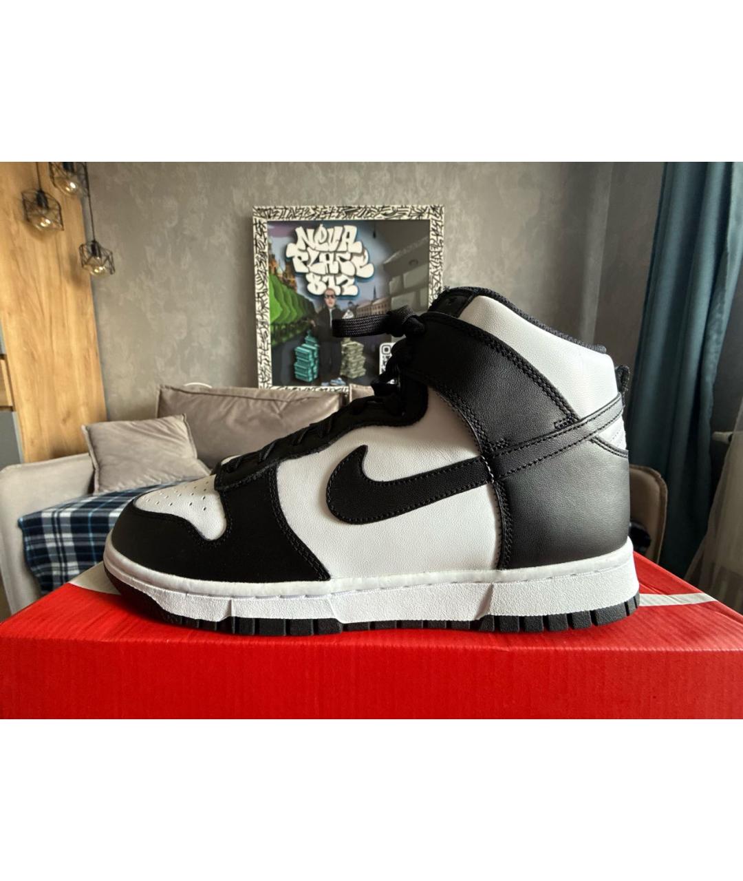 NIKE Черные кожаные высокие кроссовки / кеды, фото 7