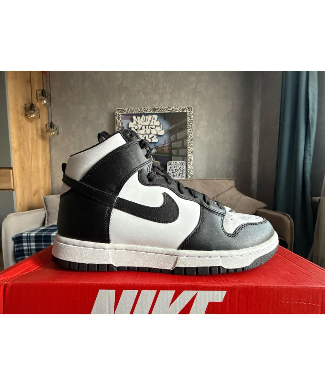 NIKE Черные кожаные высокие кроссовки / кеды, фото 9
