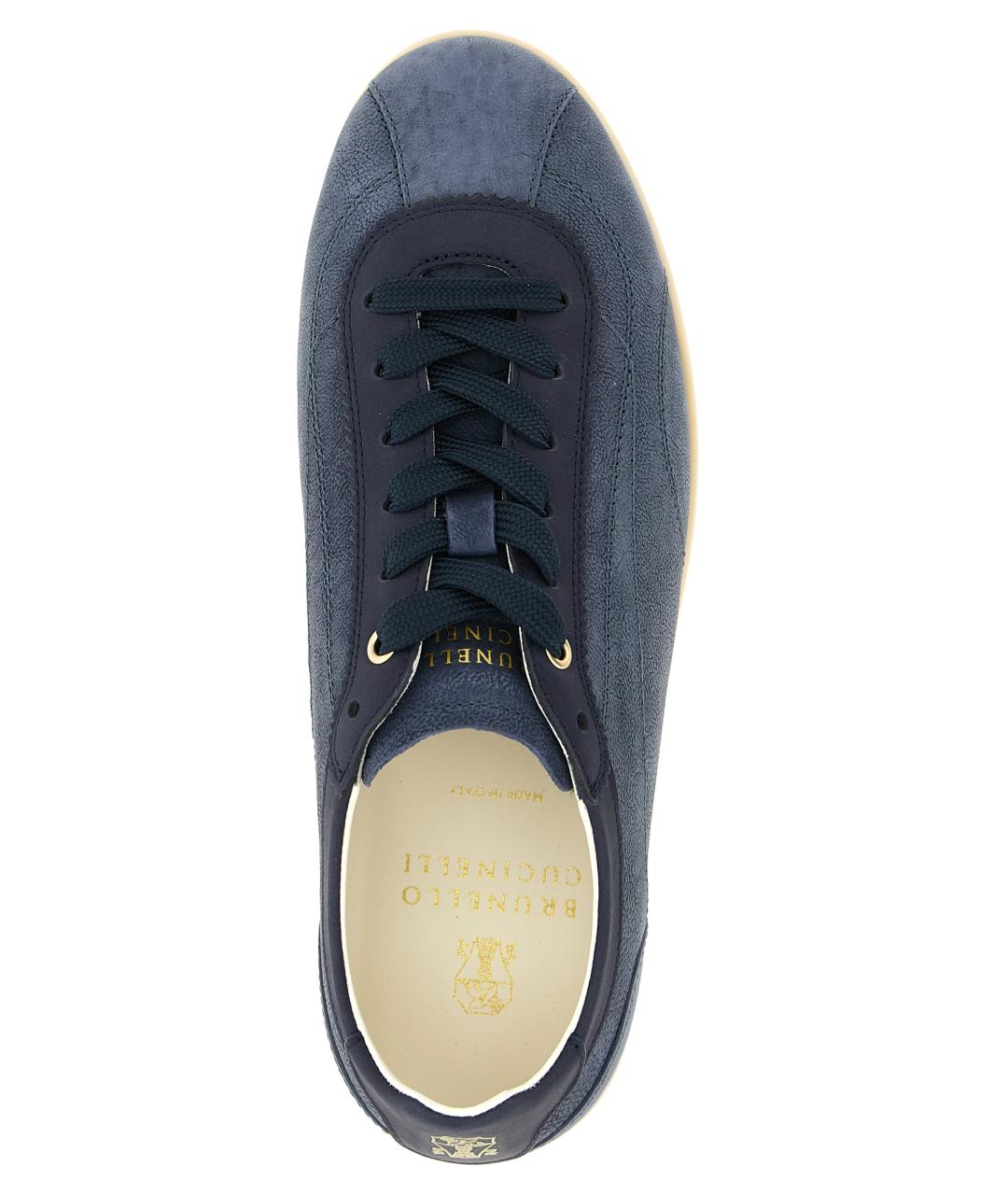 BRUNELLO CUCINELLI Синие кожаные низкие кроссовки / кеды, фото 4