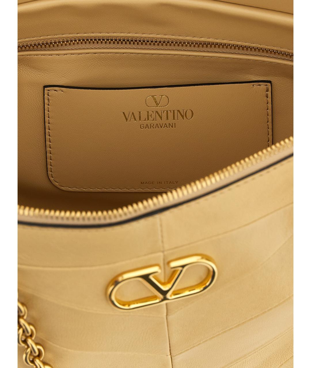 VALENTINO Бежевая кожаная сумка через плечо, фото 4