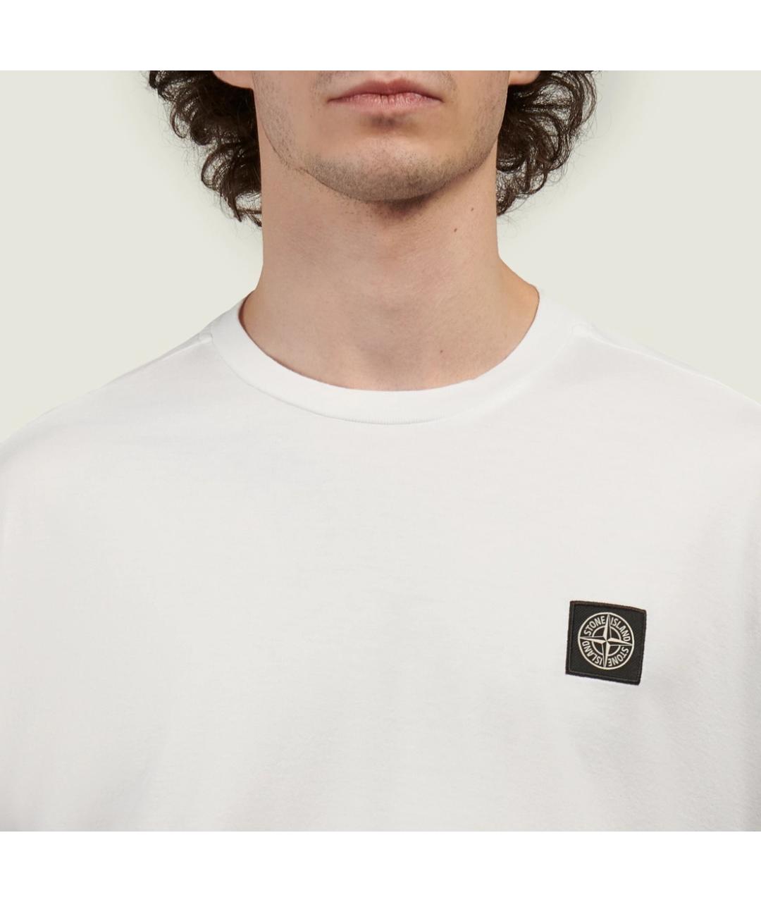 STONE ISLAND Белая хлопковая футболка, фото 5