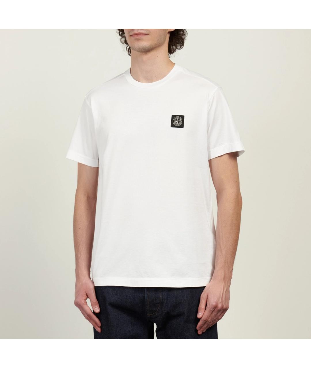 STONE ISLAND Белая хлопковая футболка, фото 4