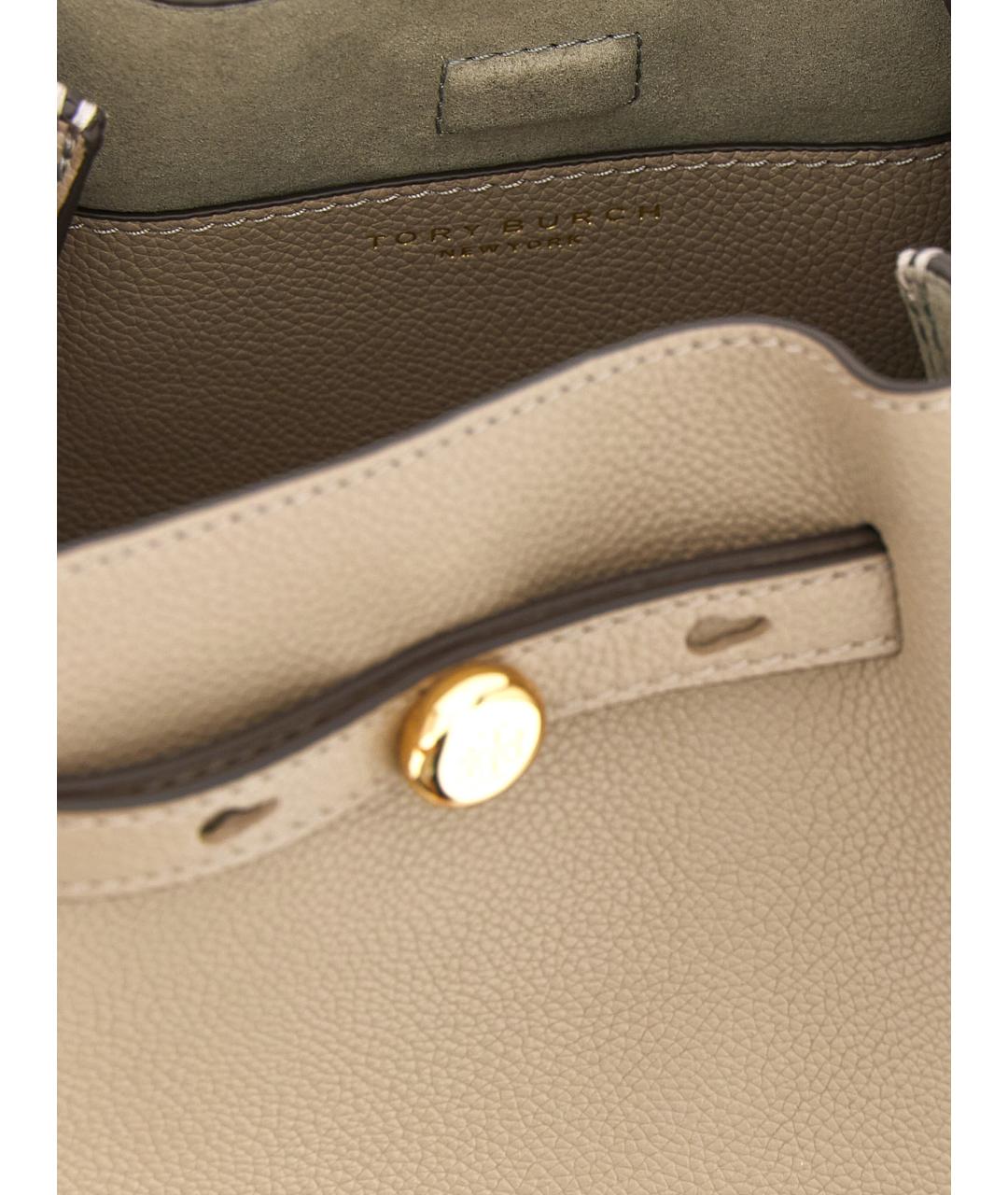TORY BURCH Бежевая кожаная сумка через плечо, фото 4