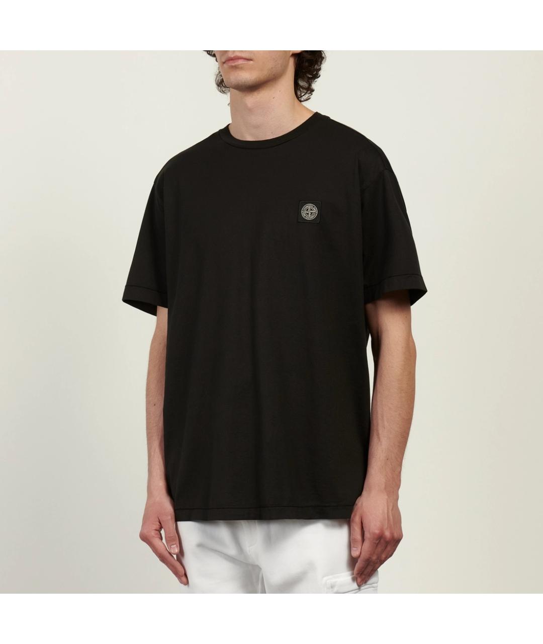 STONE ISLAND Черная хлопковая футболка, фото 4