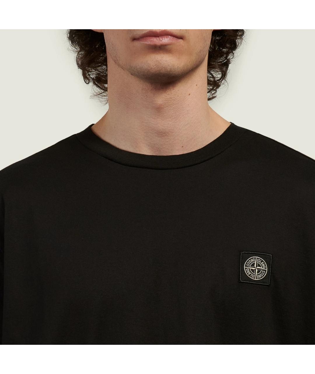 STONE ISLAND Черная хлопковая футболка, фото 6