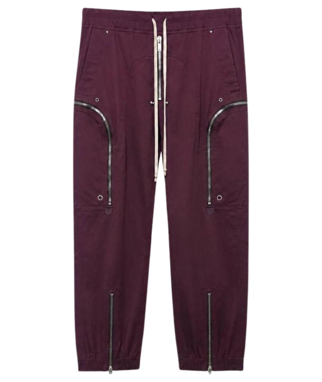 RICK OWENS Бордовые хлопковые повседневные брюки, фото 1