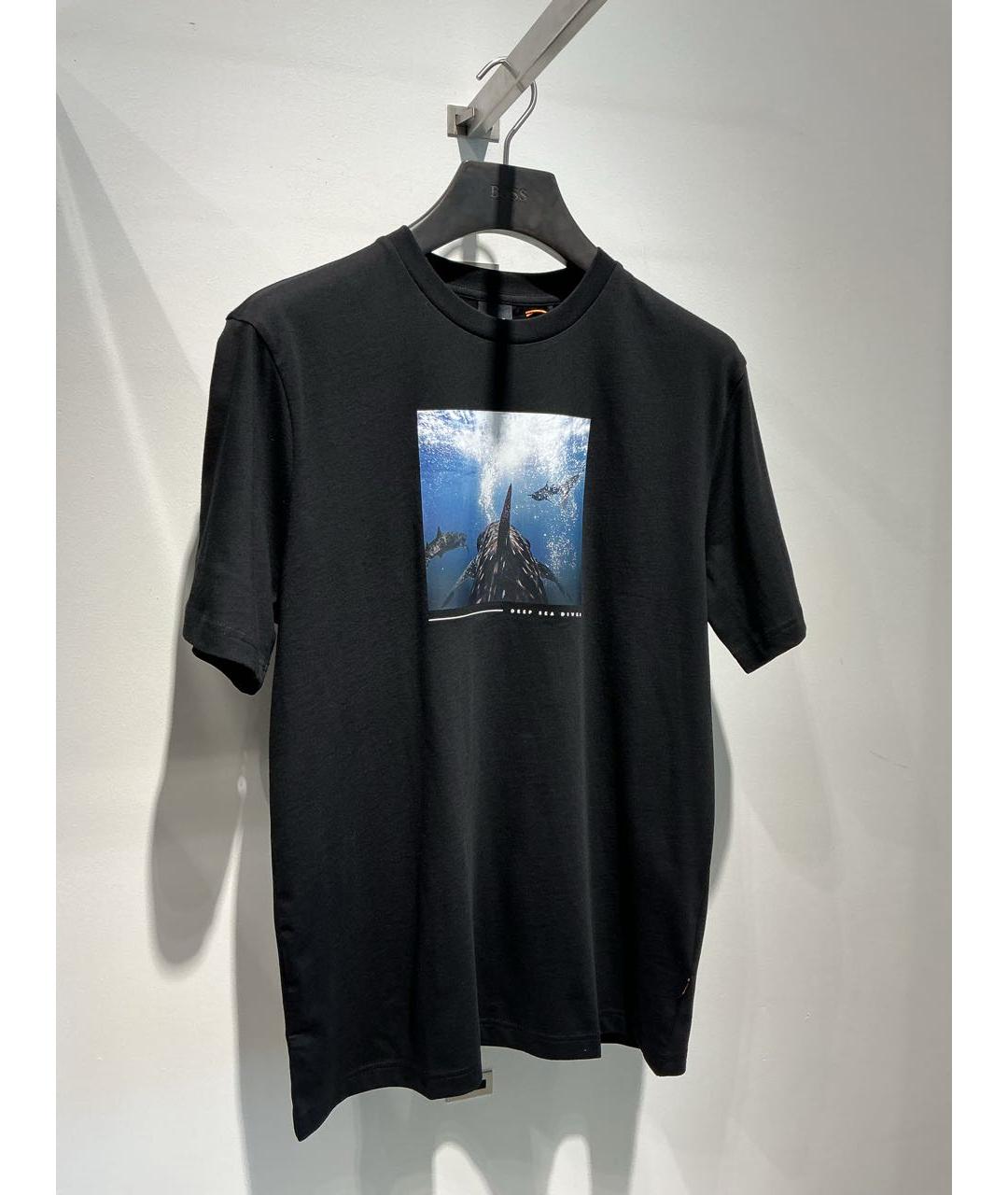 HUGO BOSS Черная хлопковая футболка, фото 2